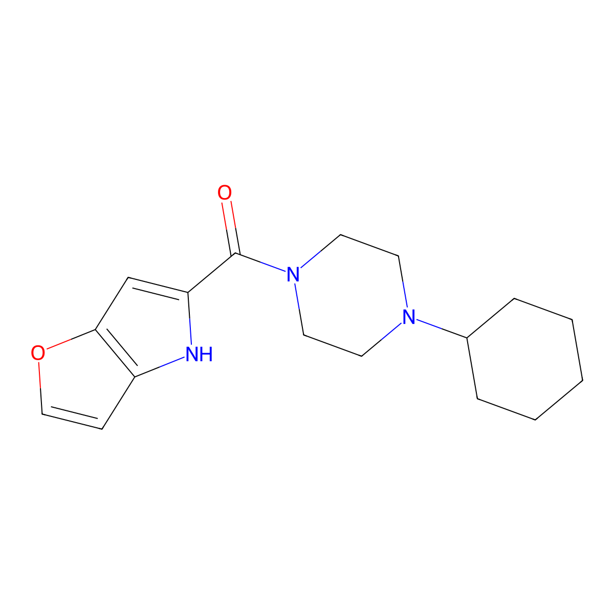 (4-cyclohexylpiperazin-1-yl)(4H-furo[3,2-b]pyrrol-5-yl)methanone molecular structure, CAS 1421491-31-7