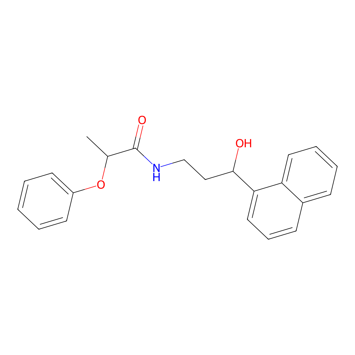 N-(3-hydroxy-3-(naphthalen-1-yl)propyl)-2-phenoxypropanamide molecular structure, CAS 1421491-38-4