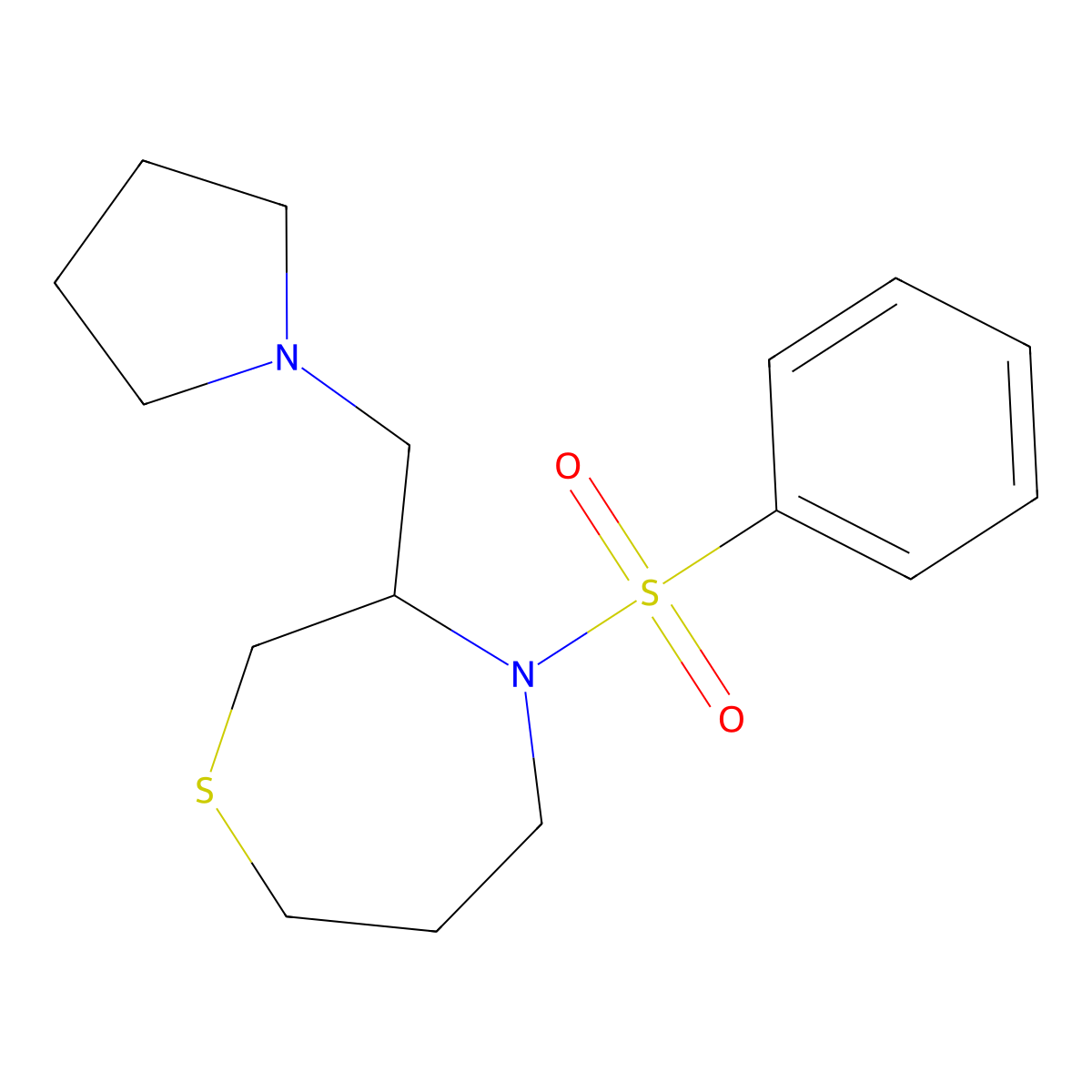 4-(Phenylsulfonyl)-3-(pyrrolidin-1-ylmethyl)-1,4-thiazepane molecular structure, CAS 1421491-48-6