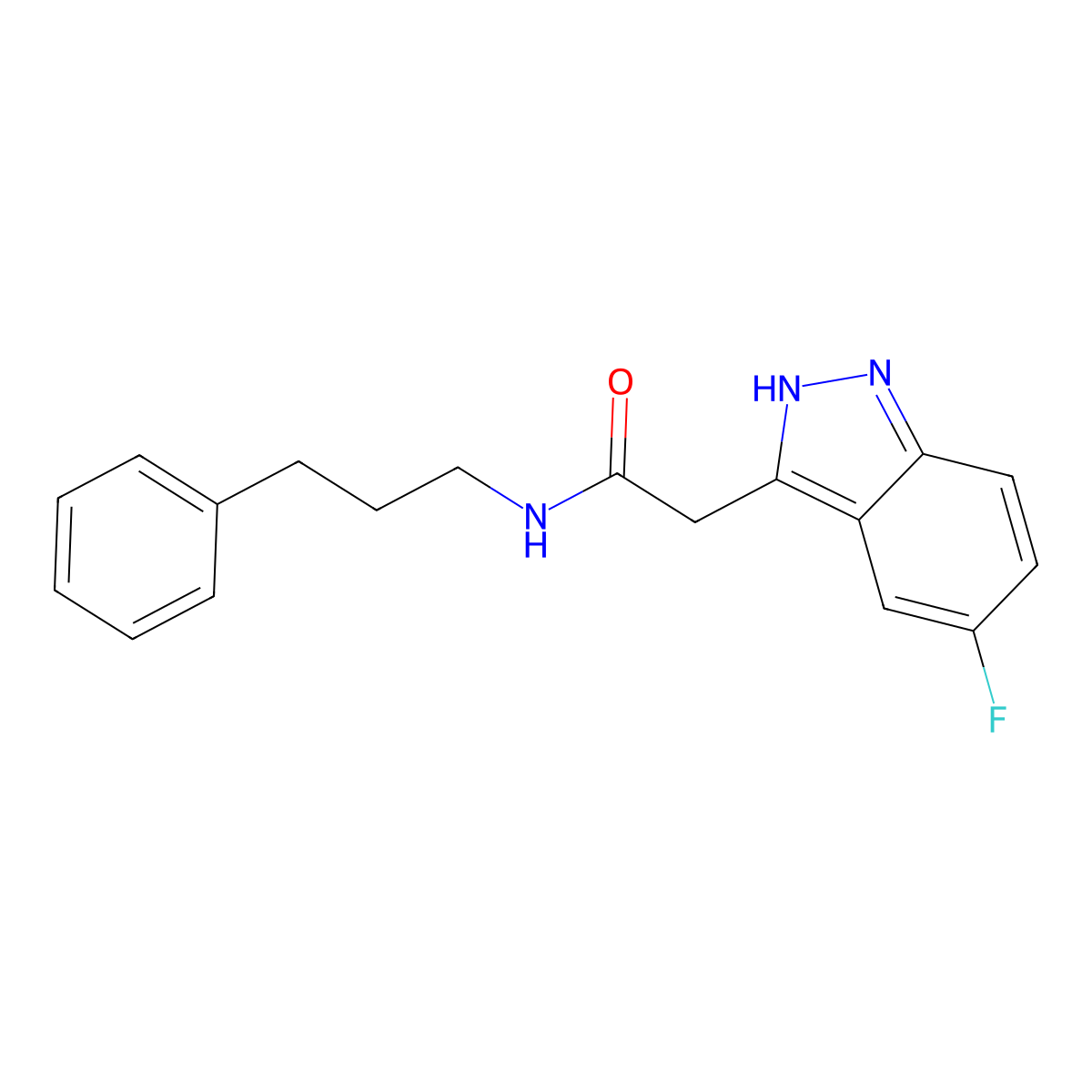 2-(5-fluoro-1H-indazol-3-yl)-N-(3-phenylpropyl)acetamide molecular structure, CAS 1421491-53-3