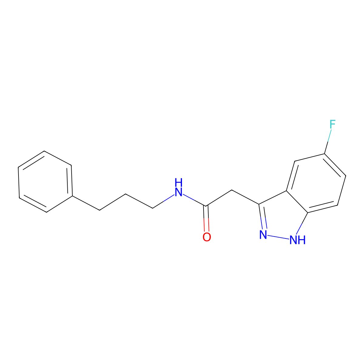 2-(5-fluoro-1H-indazol-3-yl)-N-(3-phenylpropyl)acetamide molecular structure, CAS 1421491-53-3