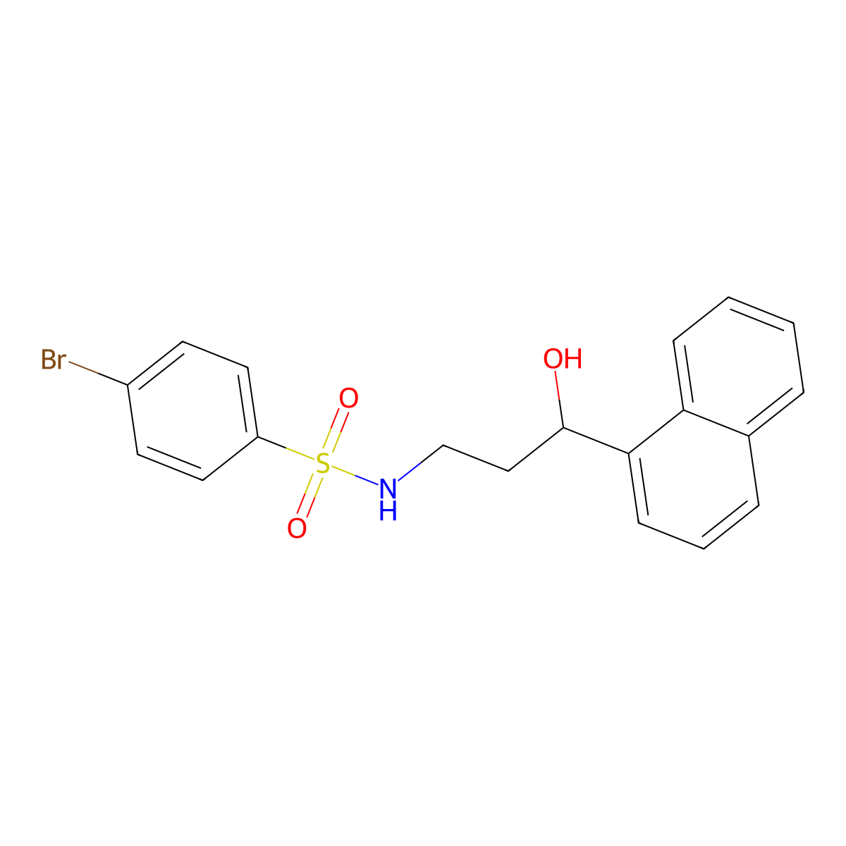 4-bromo-N-(3-hydroxy-3-(naphthalen-1-yl)propyl)benzenesulfonamide molecular structure, CAS 1421491-55-5