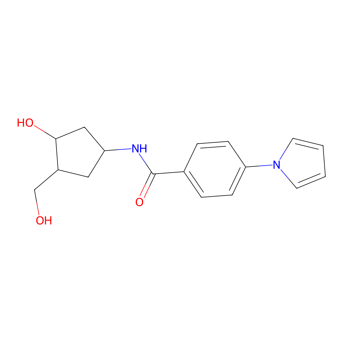 N-(3-hydroxy-4-(hydroxymethyl)cyclopentyl)-4-(1H-pyrrol-1-yl)benzamide molecular structure, CAS 1421491-57-7