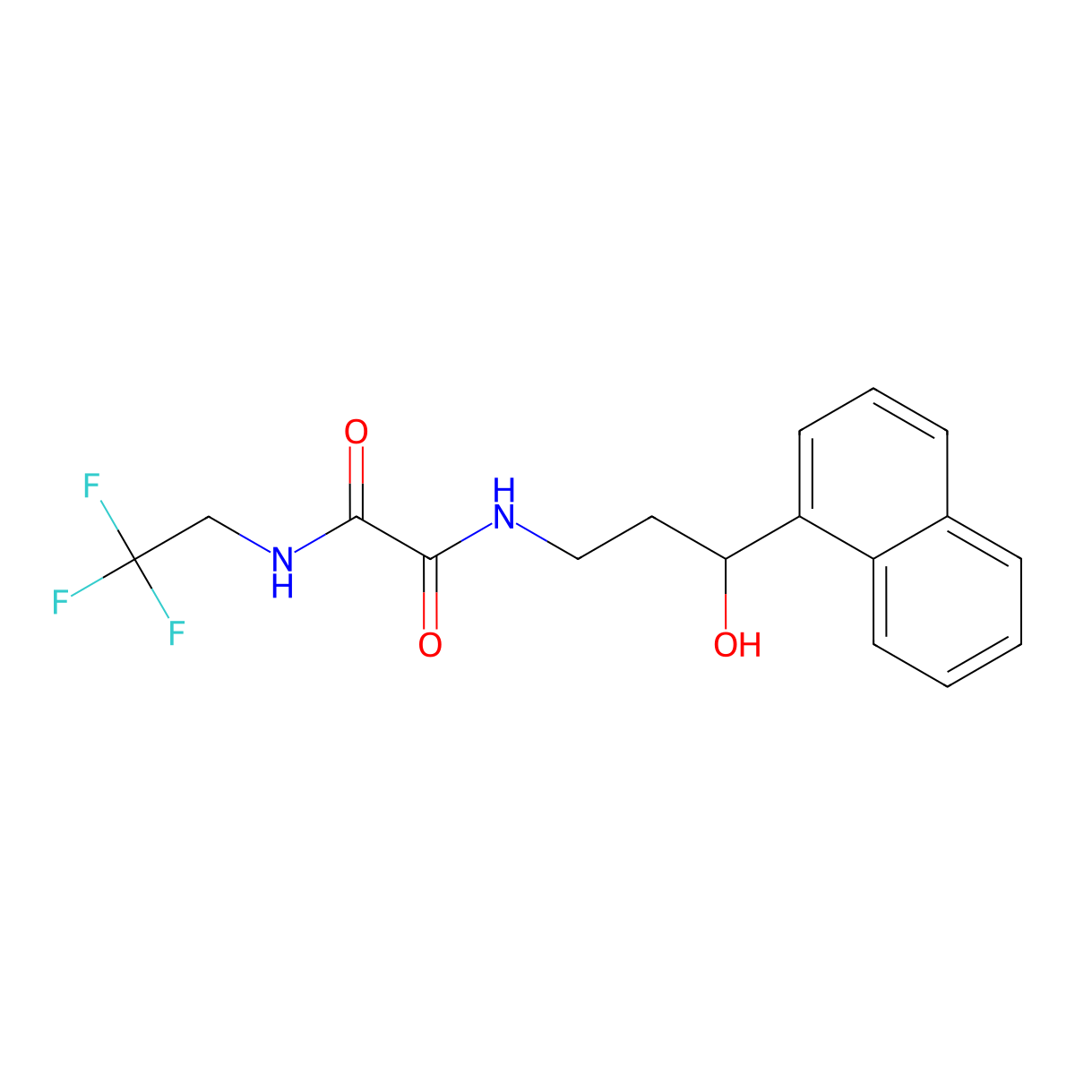 N1-(3-hydroxy-3-(naphthalen-1-yl)propyl)-N2-(2,2,2-trifluoroethyl)oxalamide molecular structure, CAS 1421491-62-4
