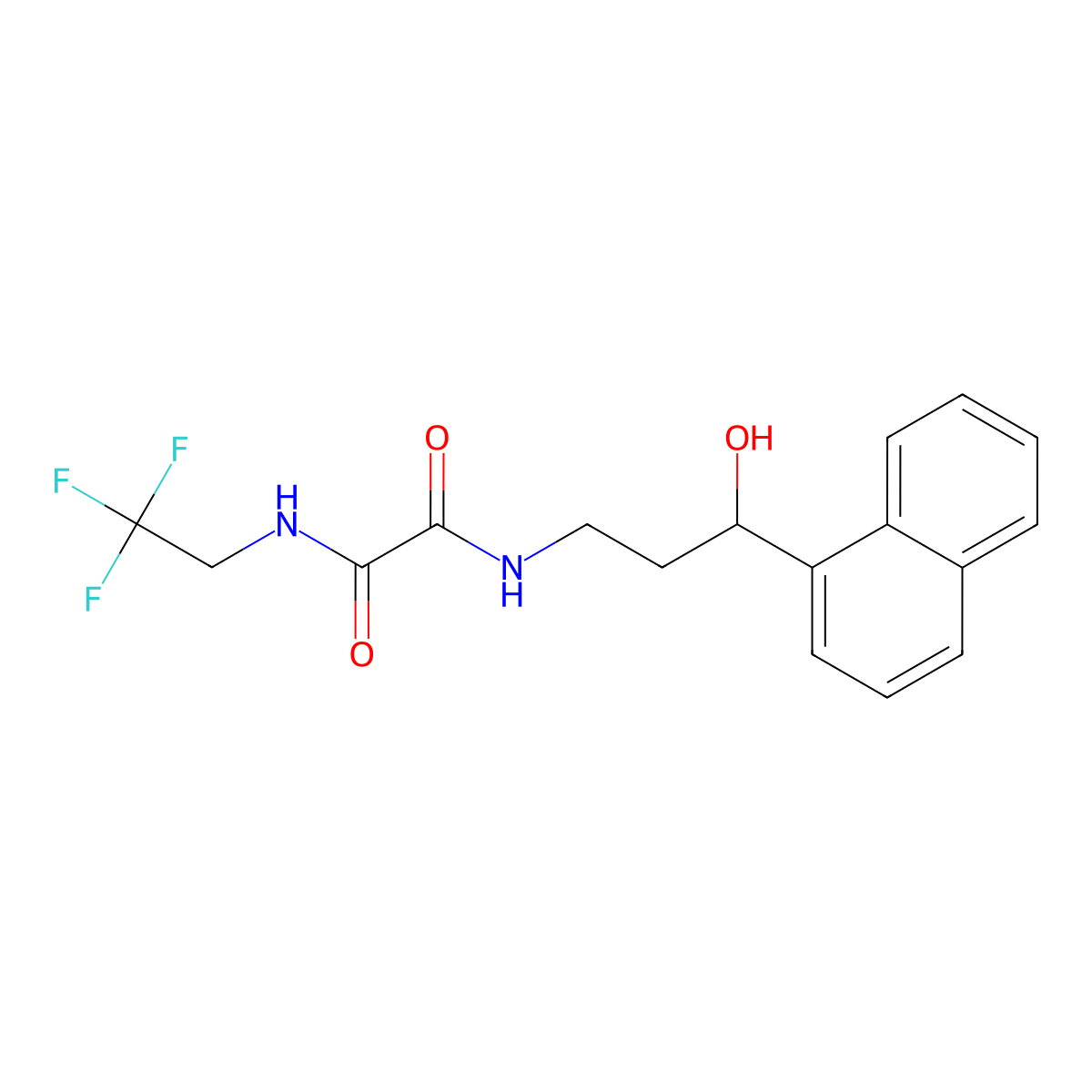 N1-(3-hydroxy-3-(naphthalen-1-yl)propyl)-N2-(2,2,2-trifluoroethyl)oxalamide molecular structure, CAS 1421491-62-4