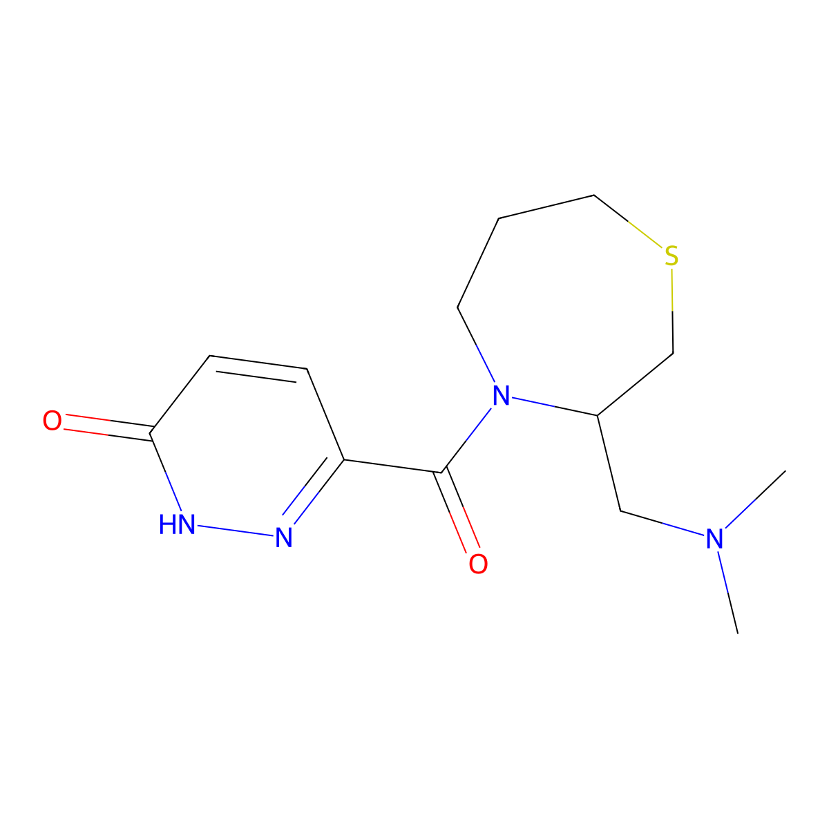 6-(3-((dimethylamino)methyl)-1,4-thiazepane-4-carbonyl)pyridazin-3(2H)-one molecular structure, CAS 1421491-63-5