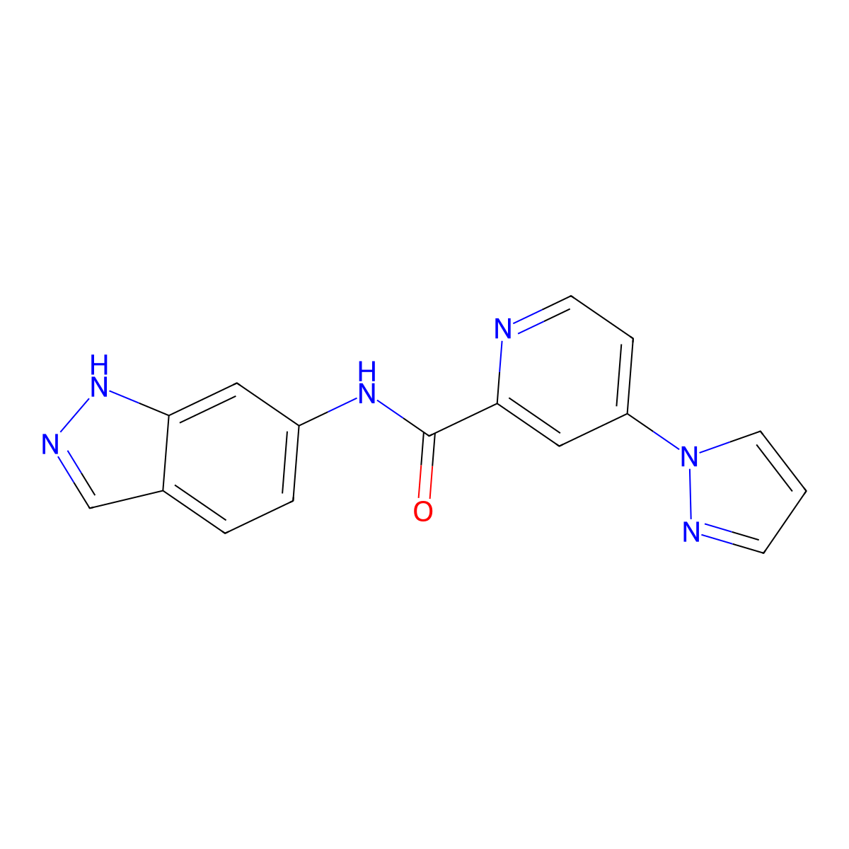 N-(1H-indazol-6-yl)-4-(1H-pyrazol-1-yl)picolinamide molecular structure, CAS 1421491-68-0