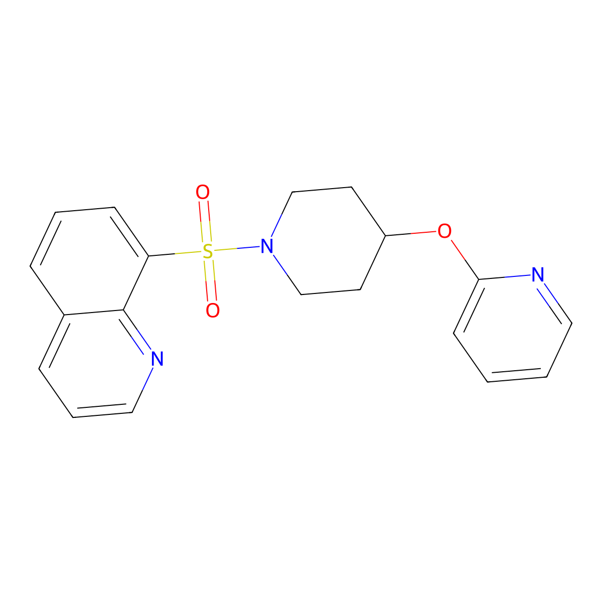 8-((4-(Pyridin-2-yloxy)piperidin-1-yl)sulfonyl)quinoline molecular structure, CAS 1421491-73-7