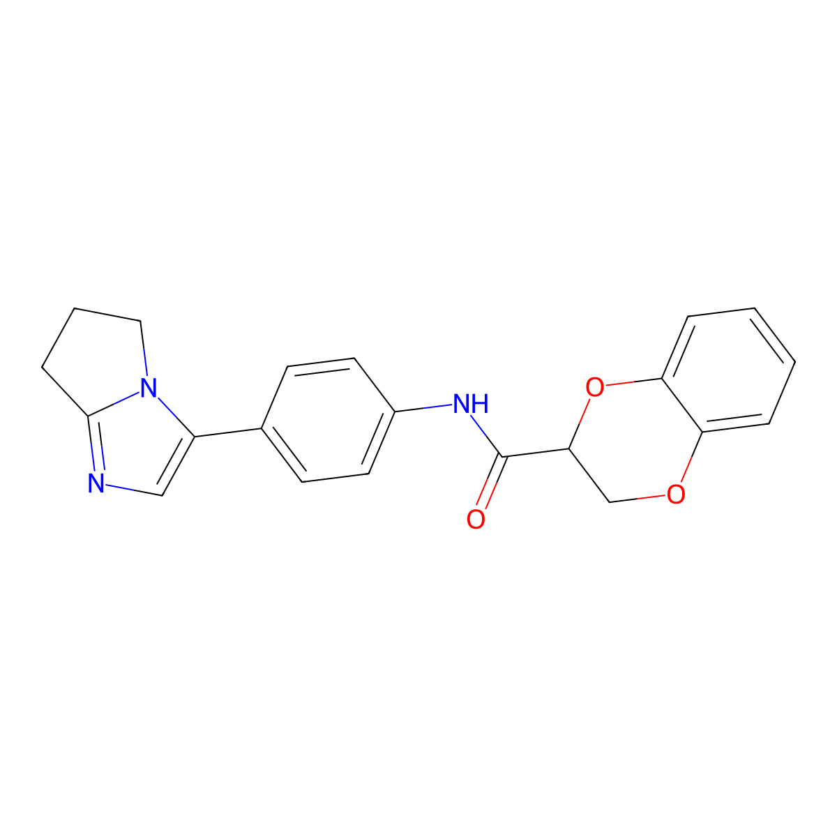 N-(4-{5H,6H,7H-Pyrrolo[1,2-A]imidazol-3-YL}phenyl)-2,3-dihydro-1,4-benzodioxine-2-carboxamide molecular structure, CAS 1421491-76-0
