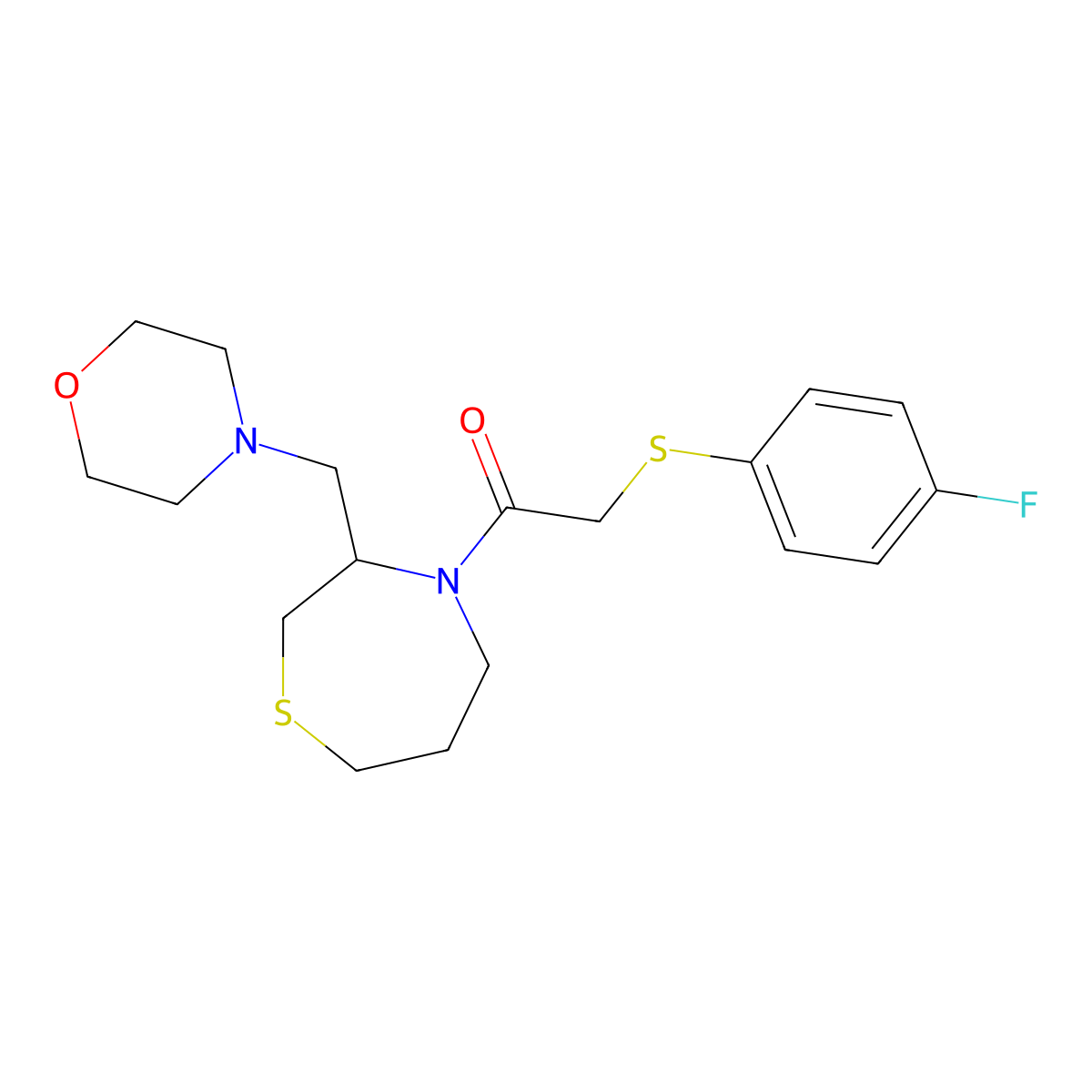 2-((4-Fluorophenyl)thio)-1-(3-(morpholinomethyl)-1,4-thiazepan-4-yl)ethanone molecular structure, CAS 1421491-77-1