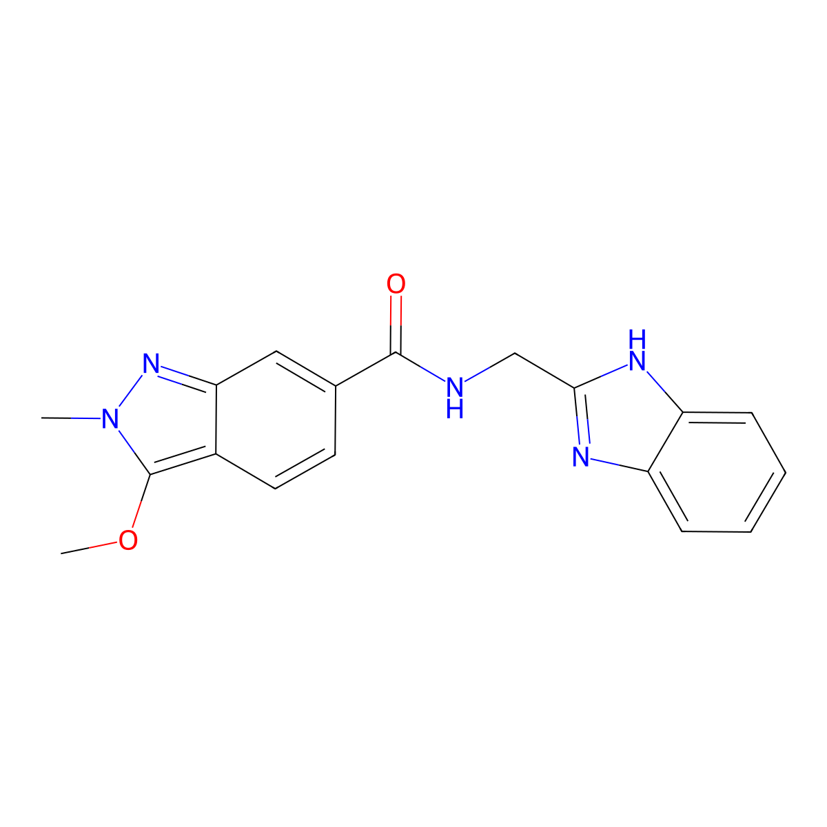 N-((1H-benzo[d]imidazol-2-yl)methyl)-3-methoxy-2-methyl-2H-indazole-6-carboxamide molecular structure, CAS 1421491-78-2