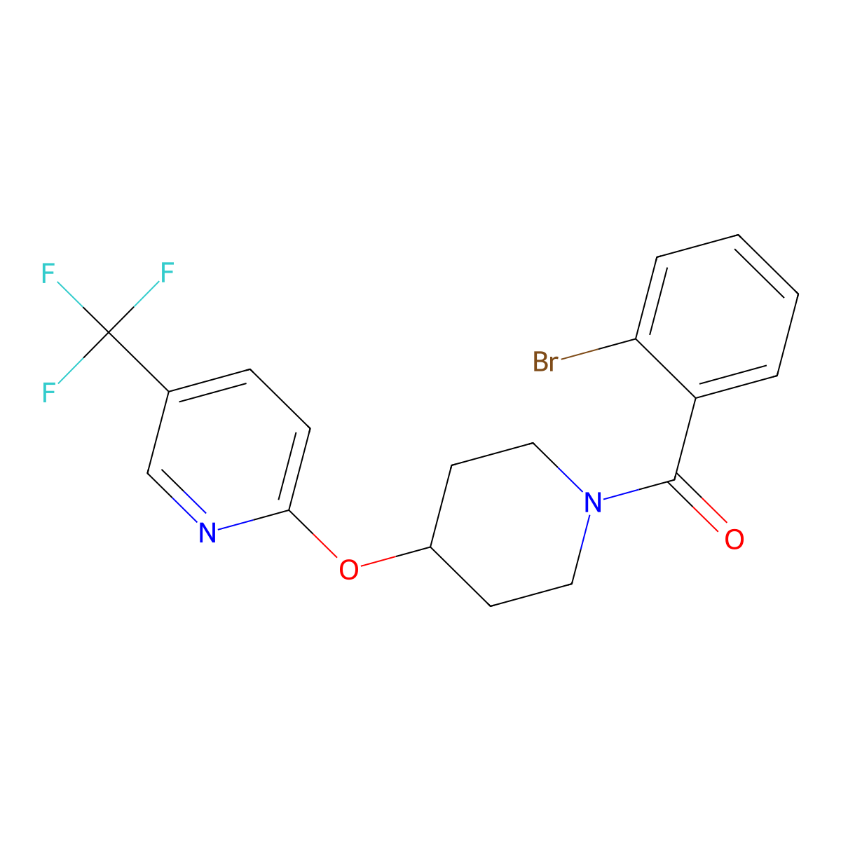 (2-Bromophenyl)(4-((5-(trifluoromethyl)pyridin-2-yl)oxy)piperidin-1-yl)methanone molecular structure, CAS 1421492-02-5