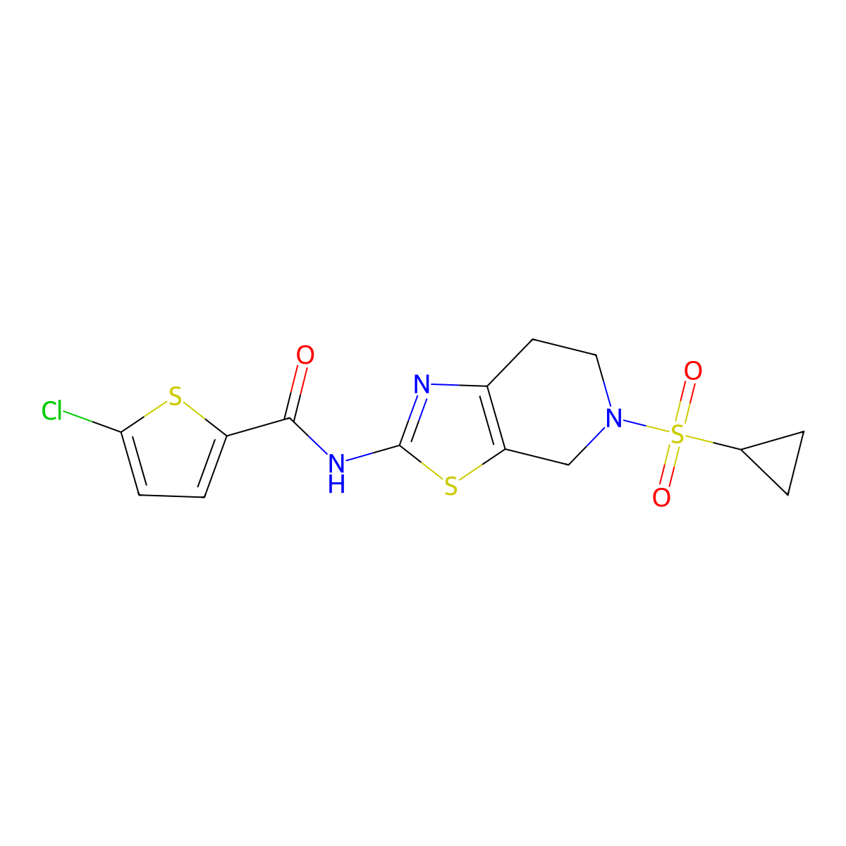 5-chloro-N-(5-(cyclopropylsulfonyl)-4,5,6,7-tetrahydrothiazolo[5,4-c]pyridin-2-yl)thiophene-2-carboxamide molecular structure, CAS 1421492-08-1