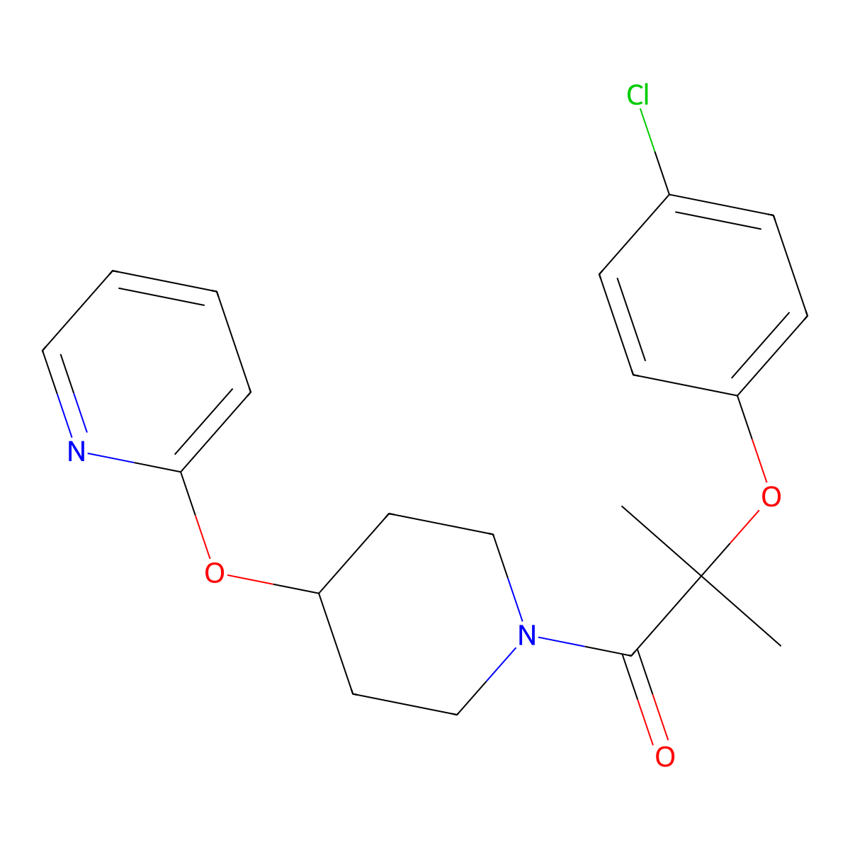 2-(4-Chlorophenoxy)-2-methyl-1-(4-(pyridin-2-yloxy)piperidin-1-yl)propan-1-one molecular structure, CAS 1421492-14-9