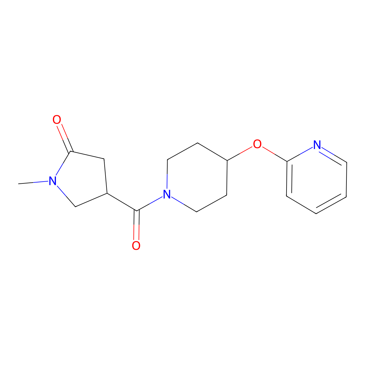 1-Methyl-4-[4-(pyridin-2-yloxy)piperidine-1-carbonyl]pyrrolidin-2-one molecular structure, CAS 1421492-21-8