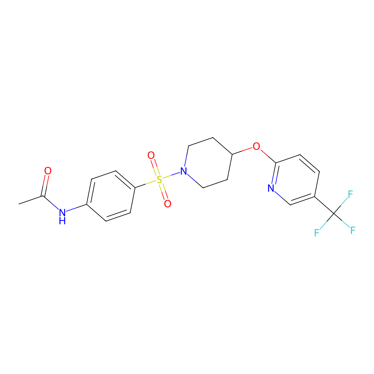 N-(4-((4-((5-(trifluoromethyl)pyridin-2-yl)oxy)piperidin-1-yl)sulfonyl)phenyl)acetamide molecular structure, CAS 1421492-24-1