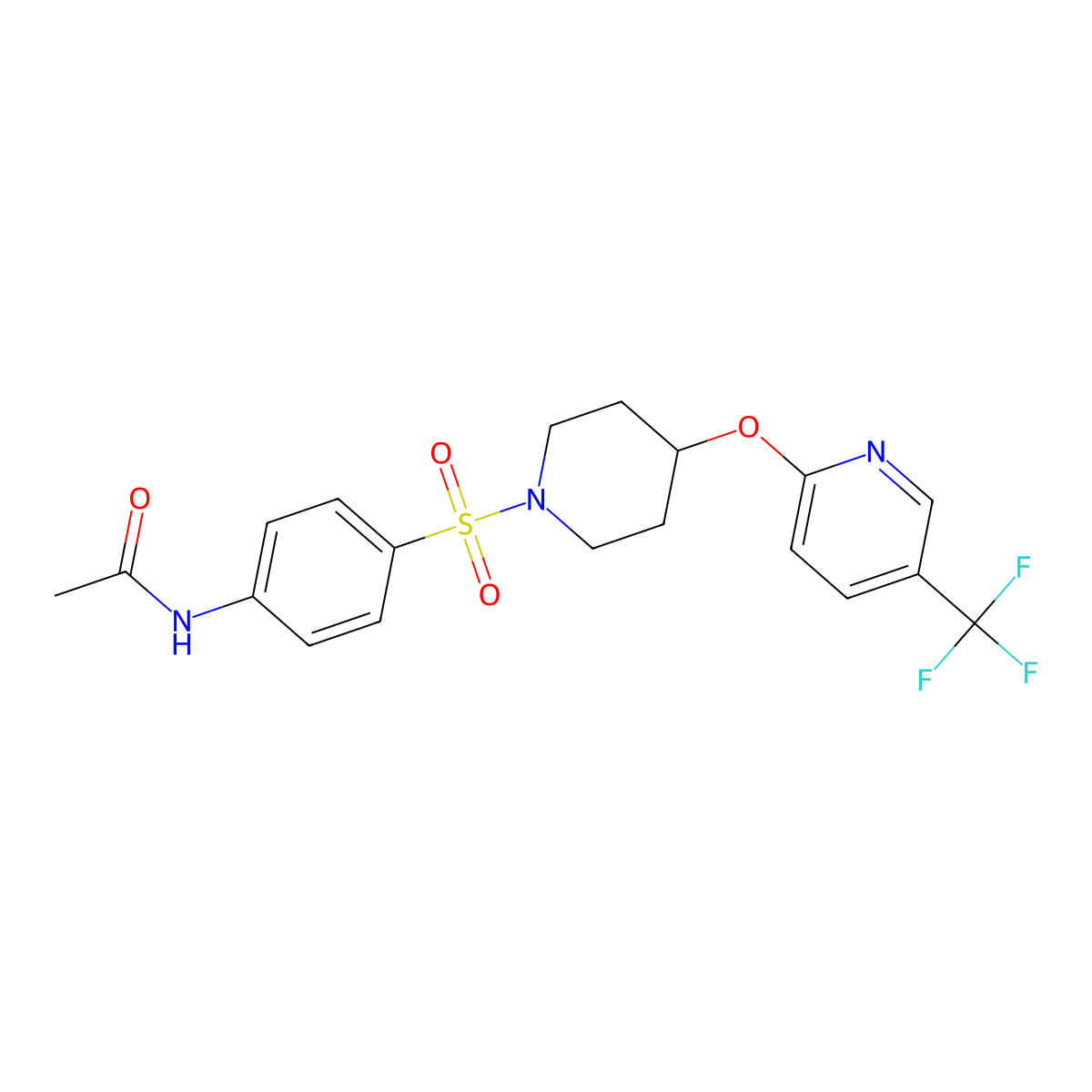 N-(4-((4-((5-(trifluoromethyl)pyridin-2-yl)oxy)piperidin-1-yl)sulfonyl)phenyl)acetamide molecular structure, CAS 1421492-24-1