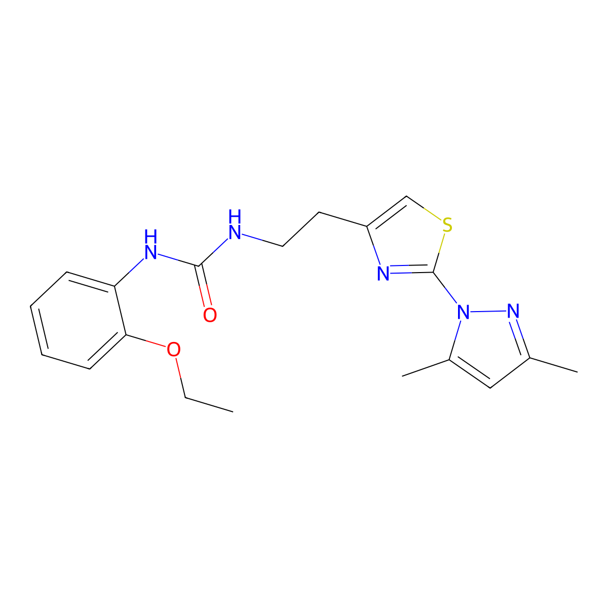 1-(2-(2-(3,5-dimethyl-1H-pyrazol-1-yl)thiazol-4-yl)ethyl)-3-(2-ethoxyphenyl)urea molecular structure, CAS 1421492-39-8