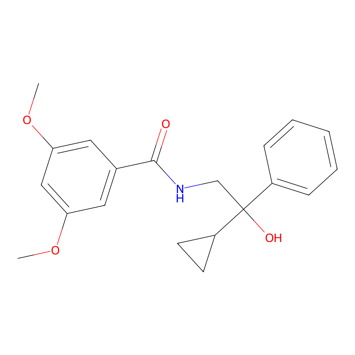 N-(2-cyclopropyl-2-hydroxy-2-phenylethyl)-3,5-dimethoxybenzamide molecular structure, CAS 1421492-98-9