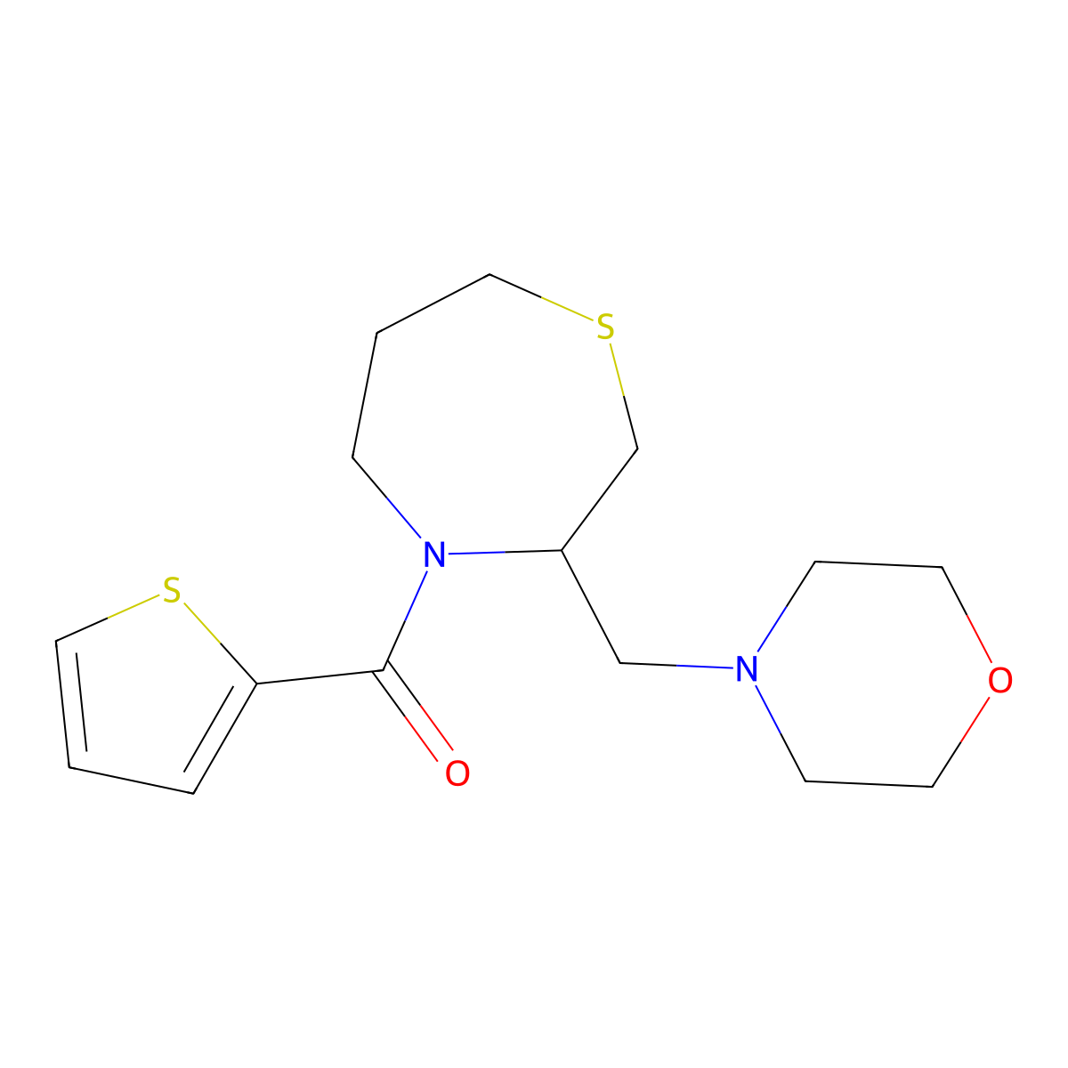 (3-(Morpholinomethyl)-1,4-thiazepan-4-yl)(thiophen-2-yl)methanone molecular structure, CAS 1421493-04-0