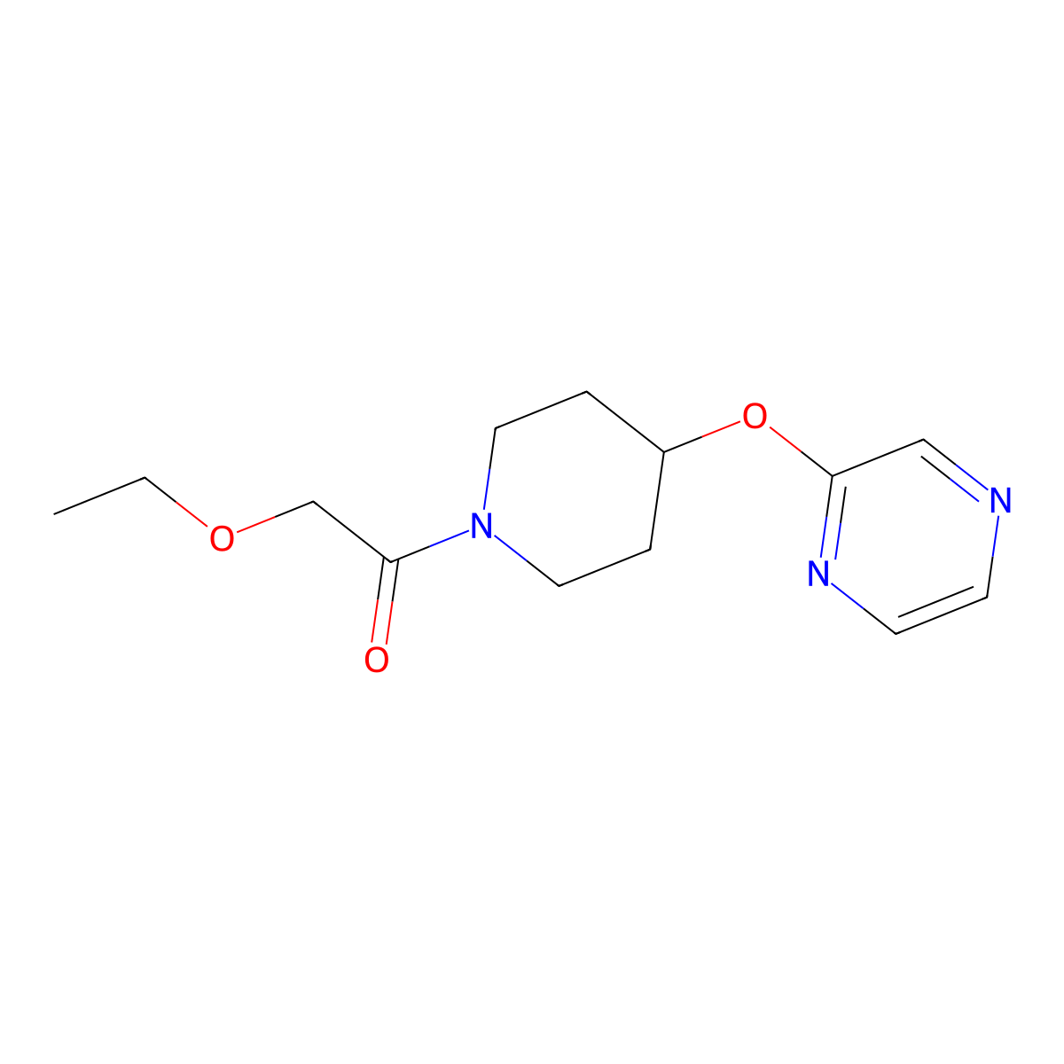 2-Ethoxy-1-(4-(pyrazin-2-yloxy)piperidin-1-yl)ethanone molecular structure, CAS 1421493-10-8