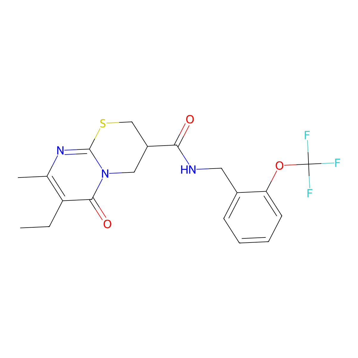 7-ethyl-8-methyl-6-oxo-N-(2-(trifluoromethoxy)benzyl)-2,3,4,6-tetrahydropyrimido[2,1-b][1,3]thiazine-3-carboxamide molecular structure, CAS 1421493-12-0