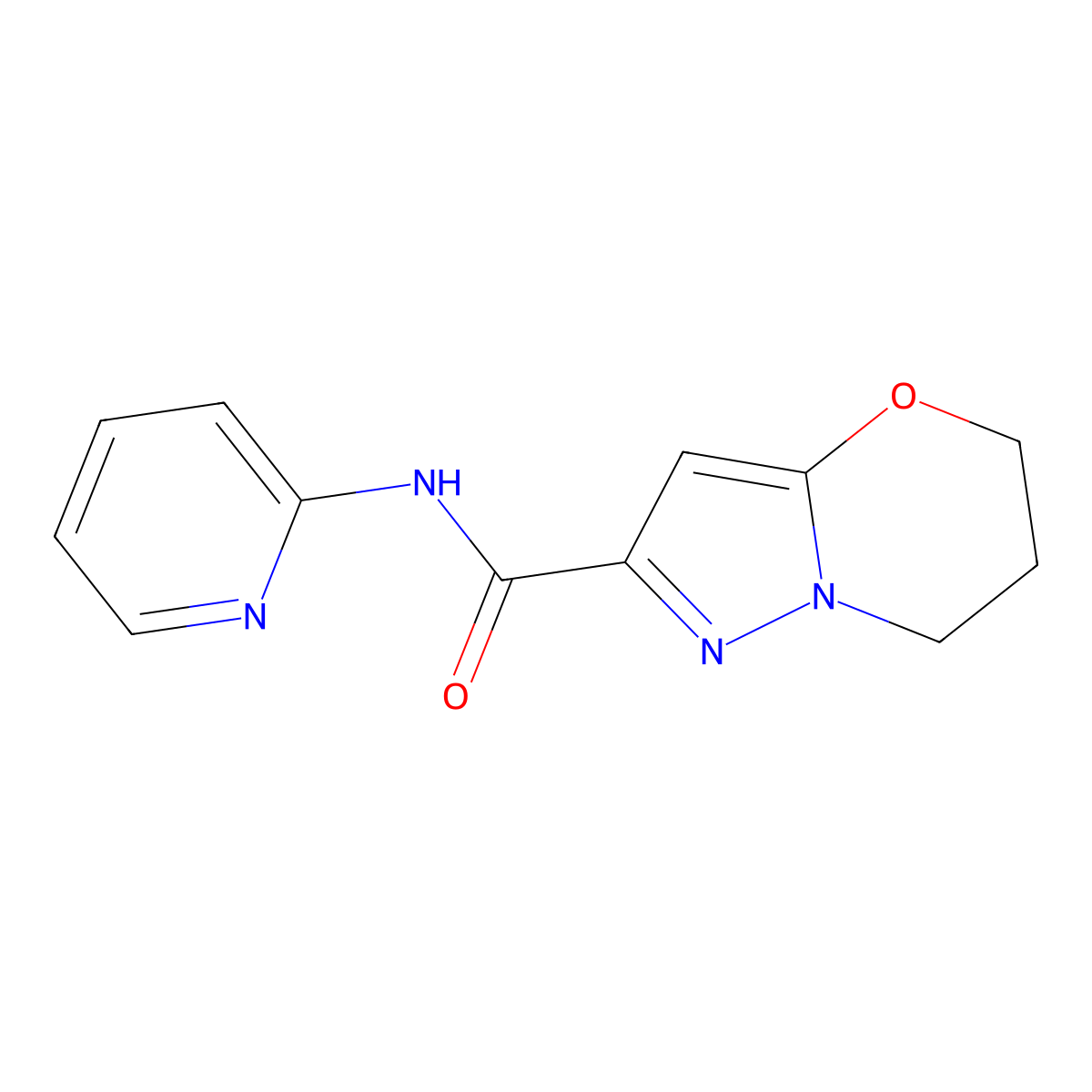 N-(pyridin-2-yl)-6,7-dihydro-5H-pyrazolo[5,1-b][1,3]oxazine-2-carboxamide molecular structure, CAS 1421493-13-1