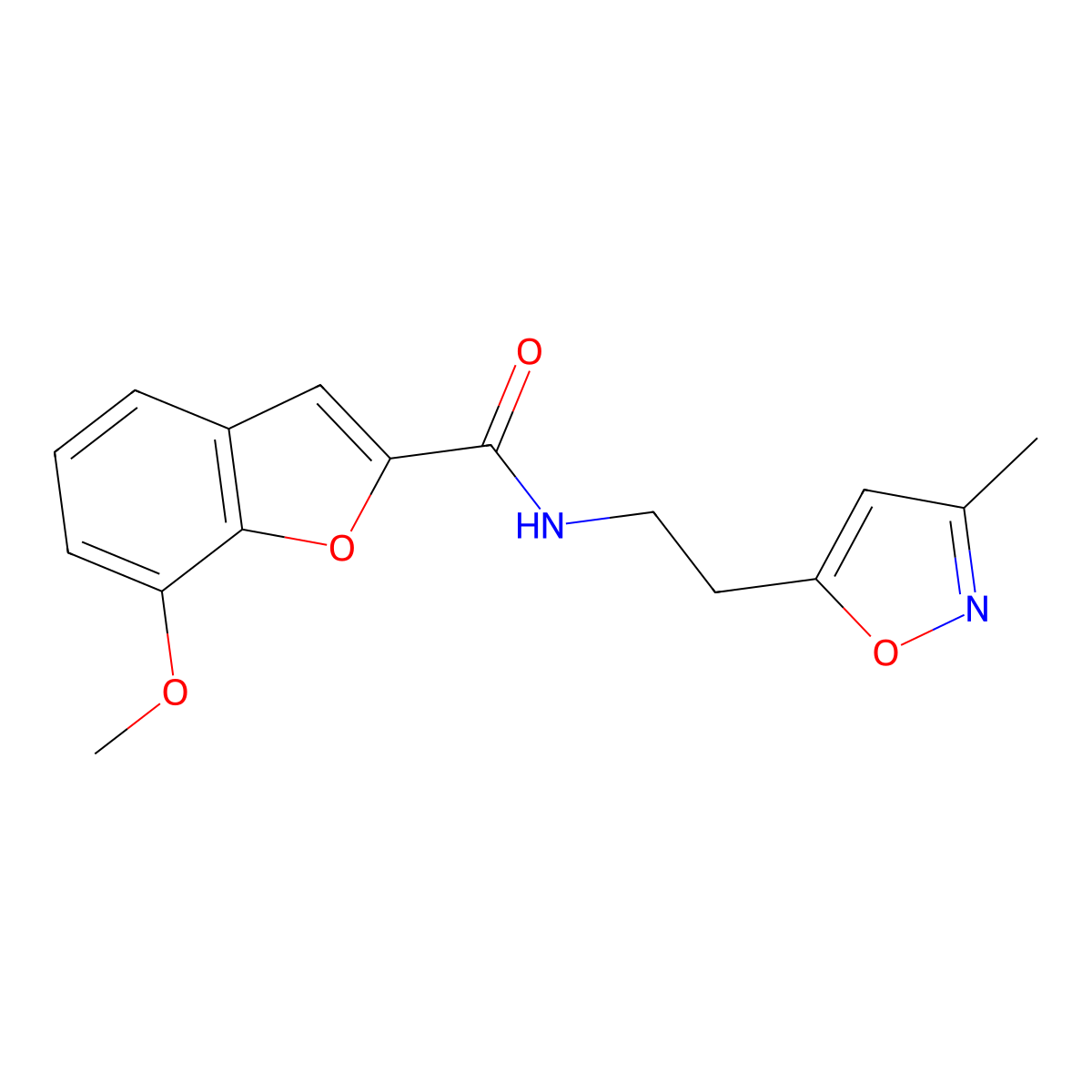 7-methoxy-N-(2-(3-methylisoxazol-5-yl)ethyl)benzofuran-2-carboxamide molecular structure, CAS 1421493-28-8