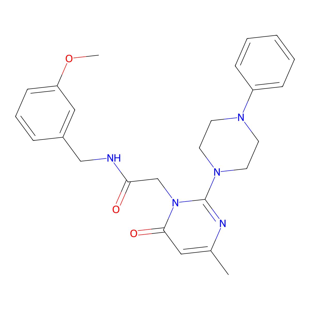 N-(3-methoxybenzyl)-2-(4-methyl-6-oxo-2-(4-phenylpiperazin-1-yl)pyrimidin-1(6H)-yl)acetamide molecular structure, CAS 1421493-29-9
