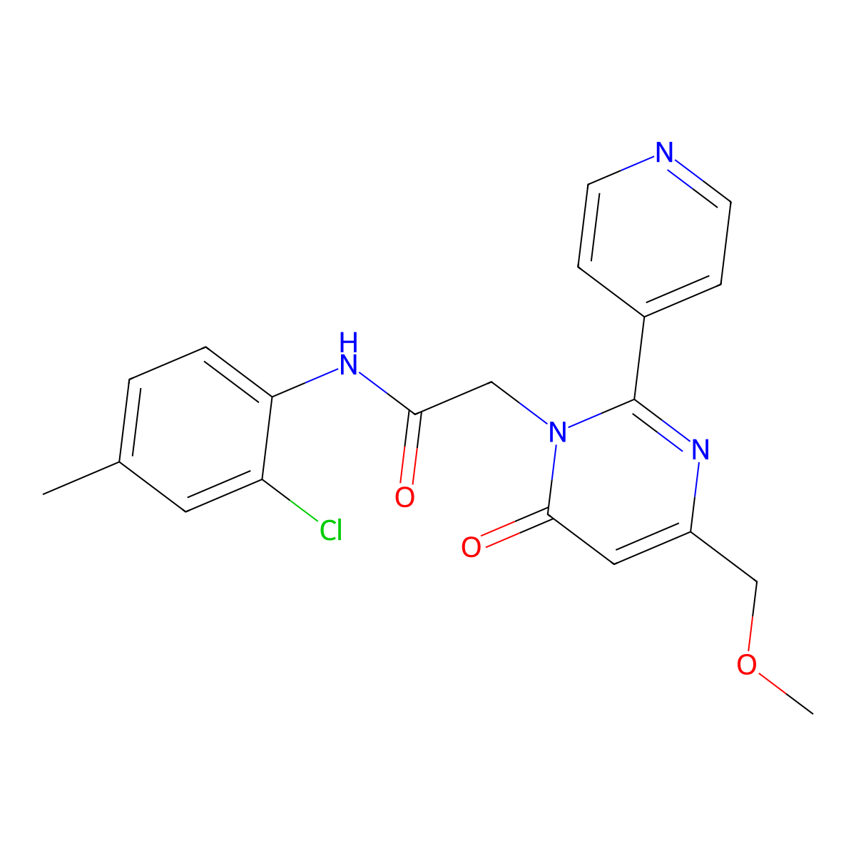 N-(2-chloro-4-methylphenyl)-2-(4-(methoxymethyl)-6-oxo-2-(pyridin-4-yl)pyrimidin-1(6H)-yl)acetamide molecular structure, CAS 1421493-34-6