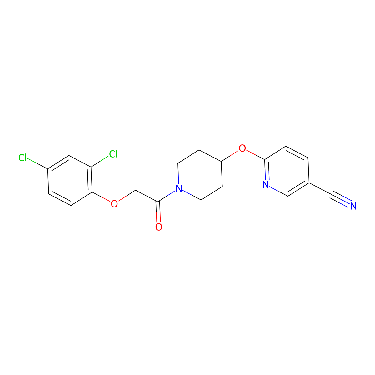6-({1-[2-(2,4-Dichlorophenoxy)acetyl]piperidin-4-YL}oxy)pyridine-3-carbonitrile molecular structure, CAS 1421493-36-8