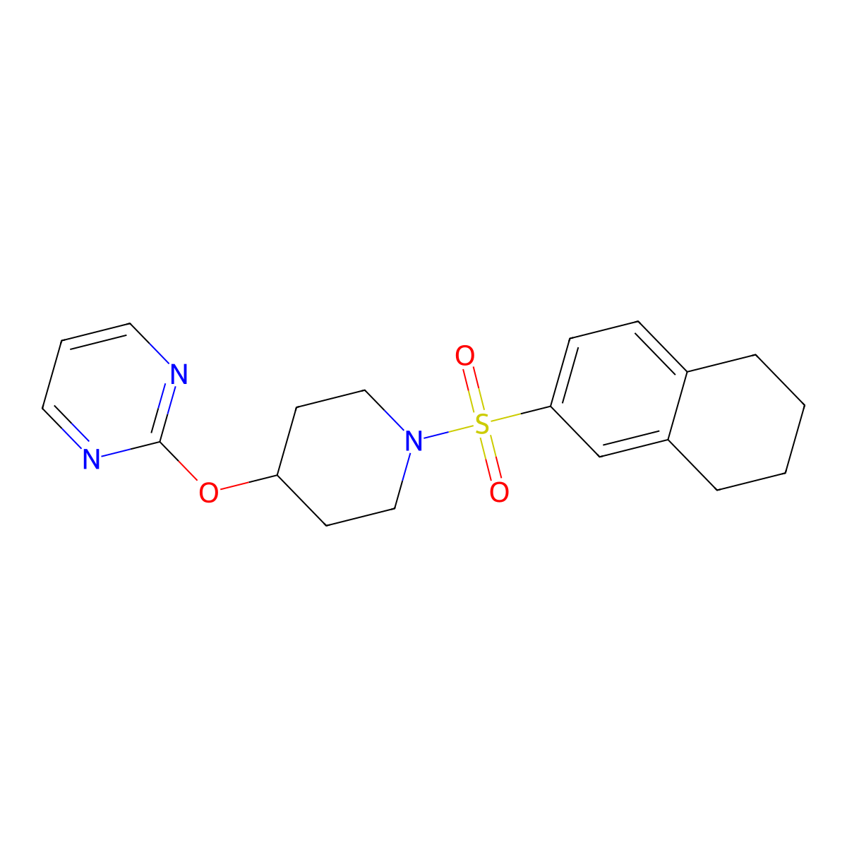 2-((1-((5,6,7,8-Tetrahydronaphthalen-2-yl)sulfonyl)piperidin-4-yl)oxy)pyrimidine molecular structure, CAS 1421493-53-9