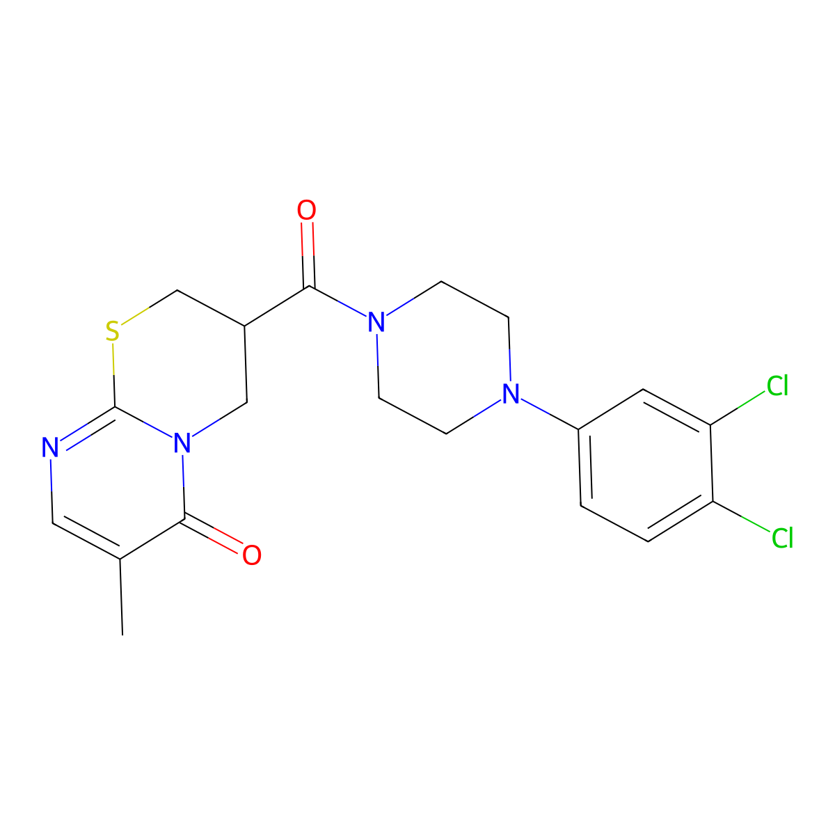 3-(4-(3,4-dichlorophenyl)piperazine-1-carbonyl)-7-methyl-3,4-dihydropyrimido[2,1-b][1,3]thiazin-6(2H)-one molecular structure, CAS 1421493-54-0