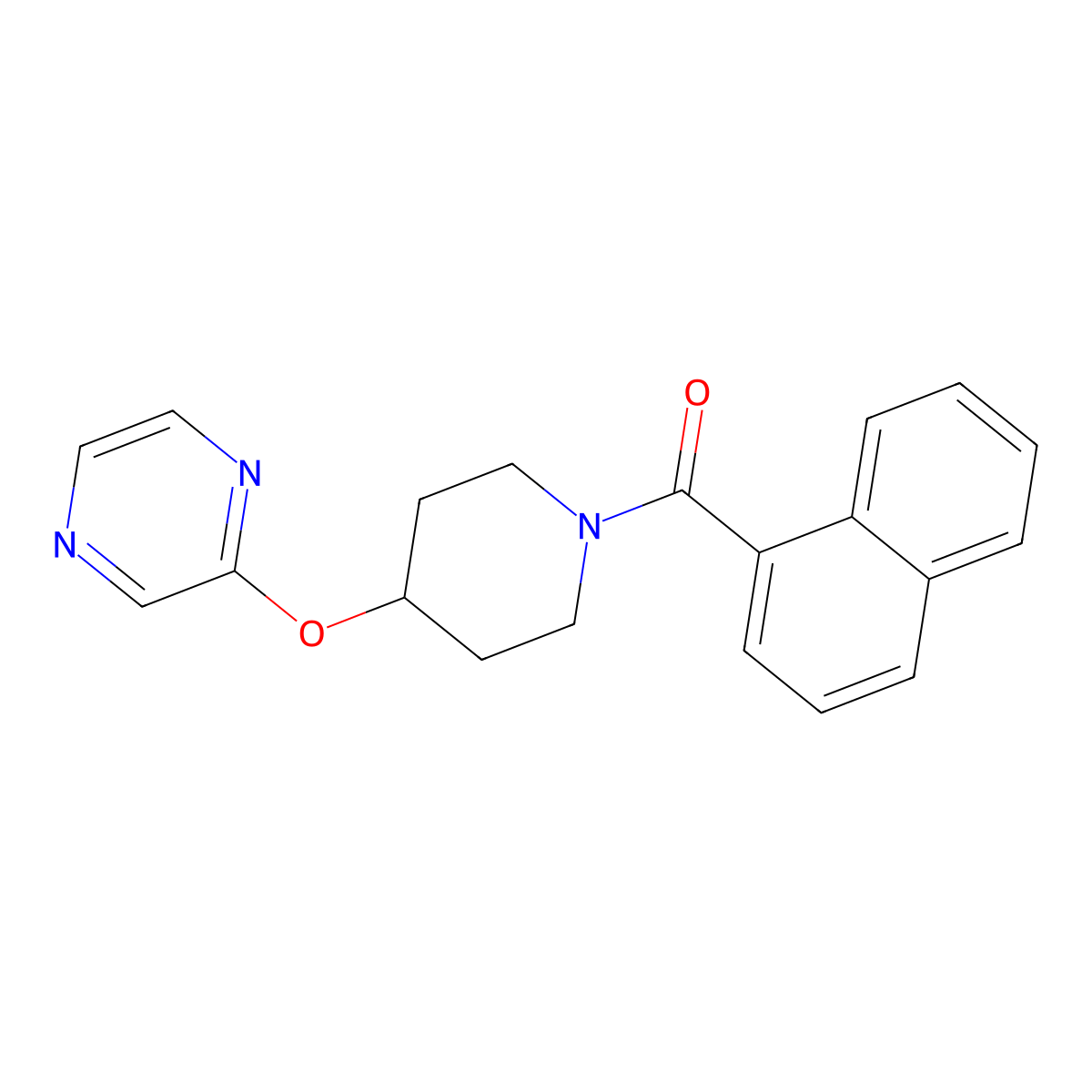 Naphthalen-1-yl(4-(pyrazin-2-yloxy)piperidin-1-yl)methanone molecular structure, CAS 1421493-61-9