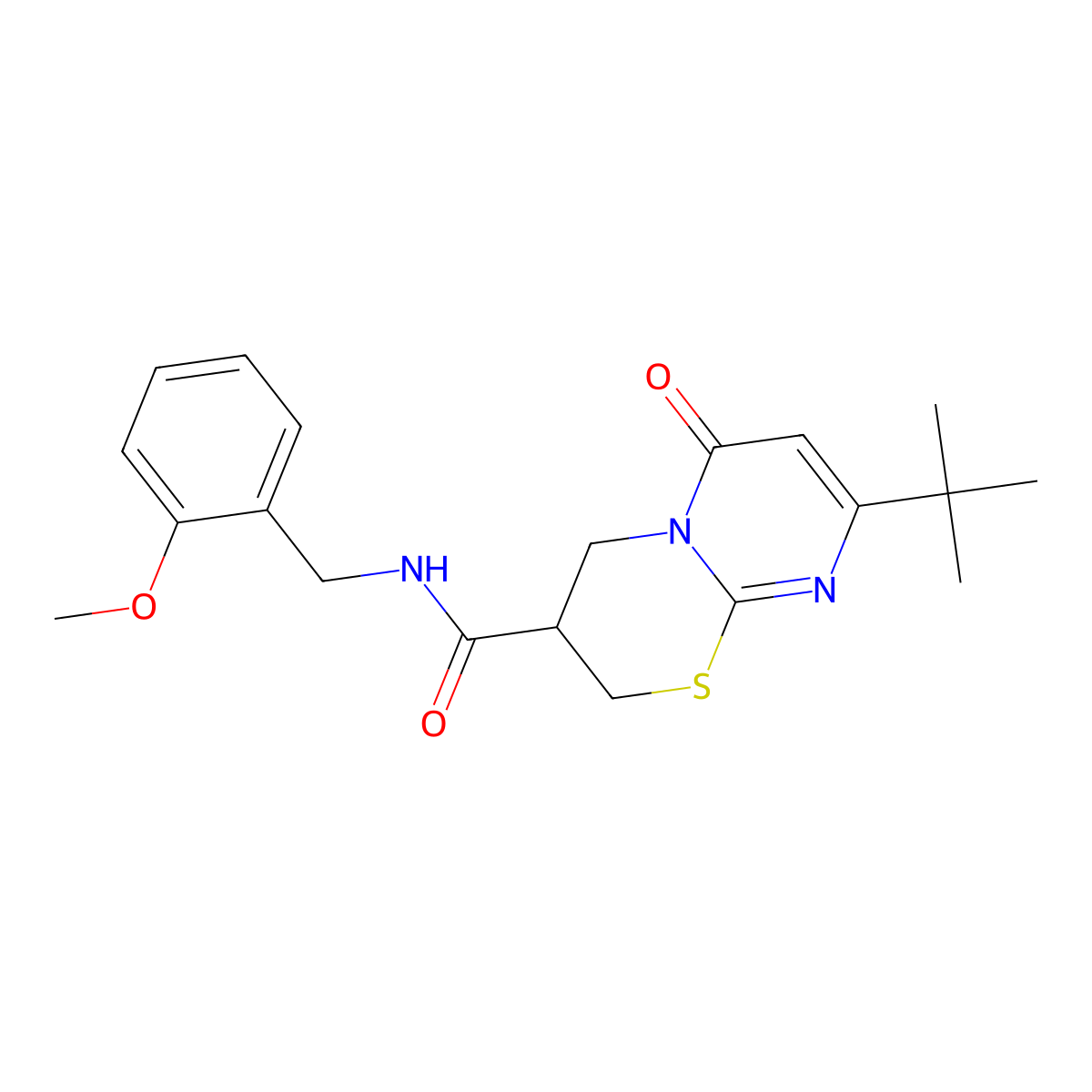 8-(tert-butyl)-N-(2-methoxybenzyl)-6-oxo-2,3,4,6-tetrahydropyrimido[2,1-b][1,3]thiazine-3-carboxamide molecular structure, CAS 1421493-63-1