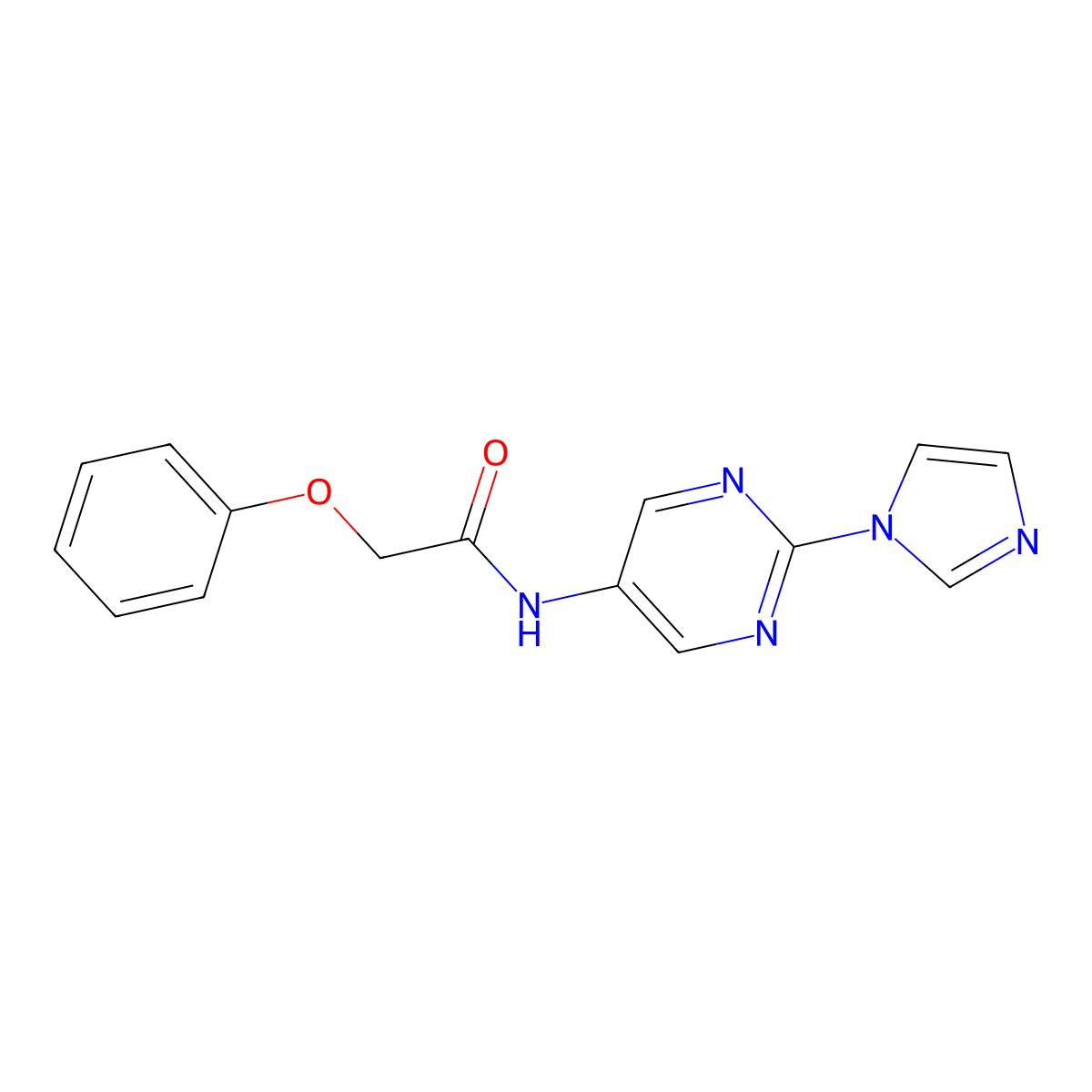 N-(2-(1H-imidazol-1-yl)pyrimidin-5-yl)-2-phenoxyacetamide molecular structure, CAS 1421493-78-8