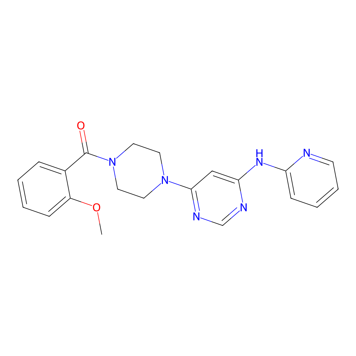 (2-Methoxyphenyl)(4-(6-(pyridin-2-ylamino)pyrimidin-4-yl)piperazin-1-yl)methanone molecular structure, CAS 1421493-90-4