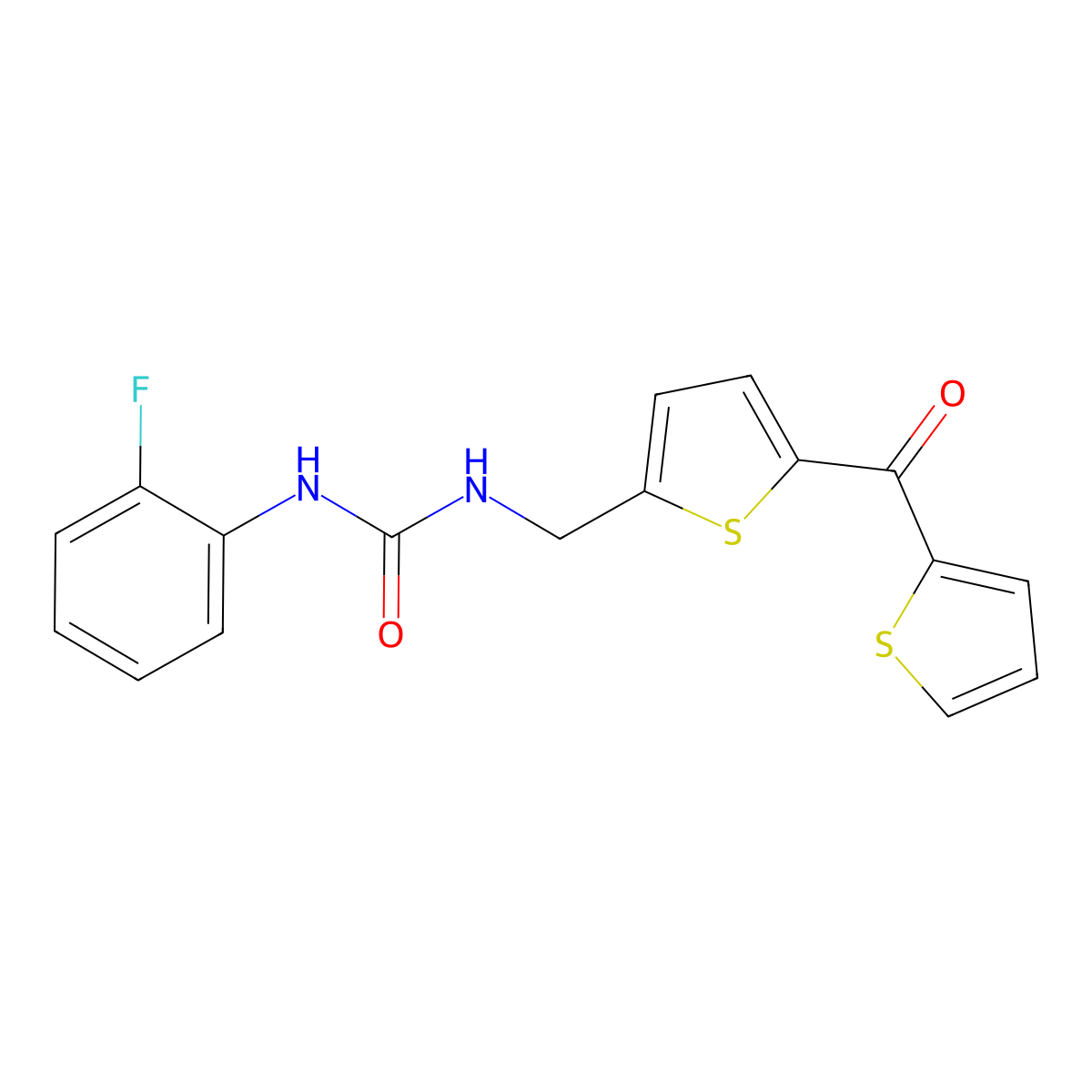 1-(2-Fluorophenyl)-3-((5-(thiophene-2-carbonyl)thiophen-2-yl)methyl)urea molecular structure, CAS 1421494-00-9