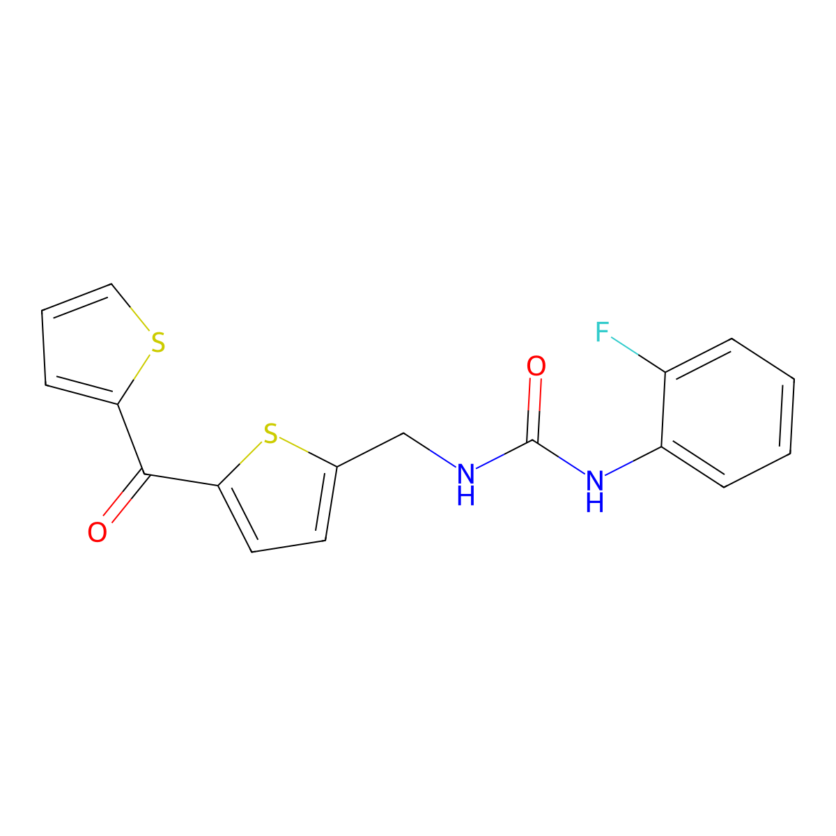 1-(2-Fluorophenyl)-3-((5-(thiophene-2-carbonyl)thiophen-2-yl)methyl)urea molecular structure, CAS 1421494-00-9