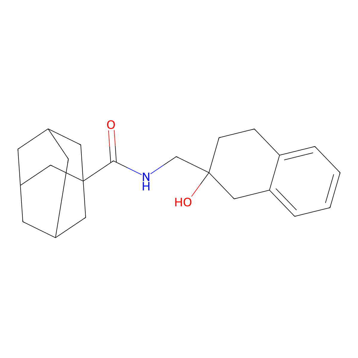 (3r,5r,7r)-N-((2-hydroxy-1,2,3,4-tetrahydronaphthalen-2-yl)methyl)adamantane-1-carboxamide molecular structure, CAS 1421494-02-1