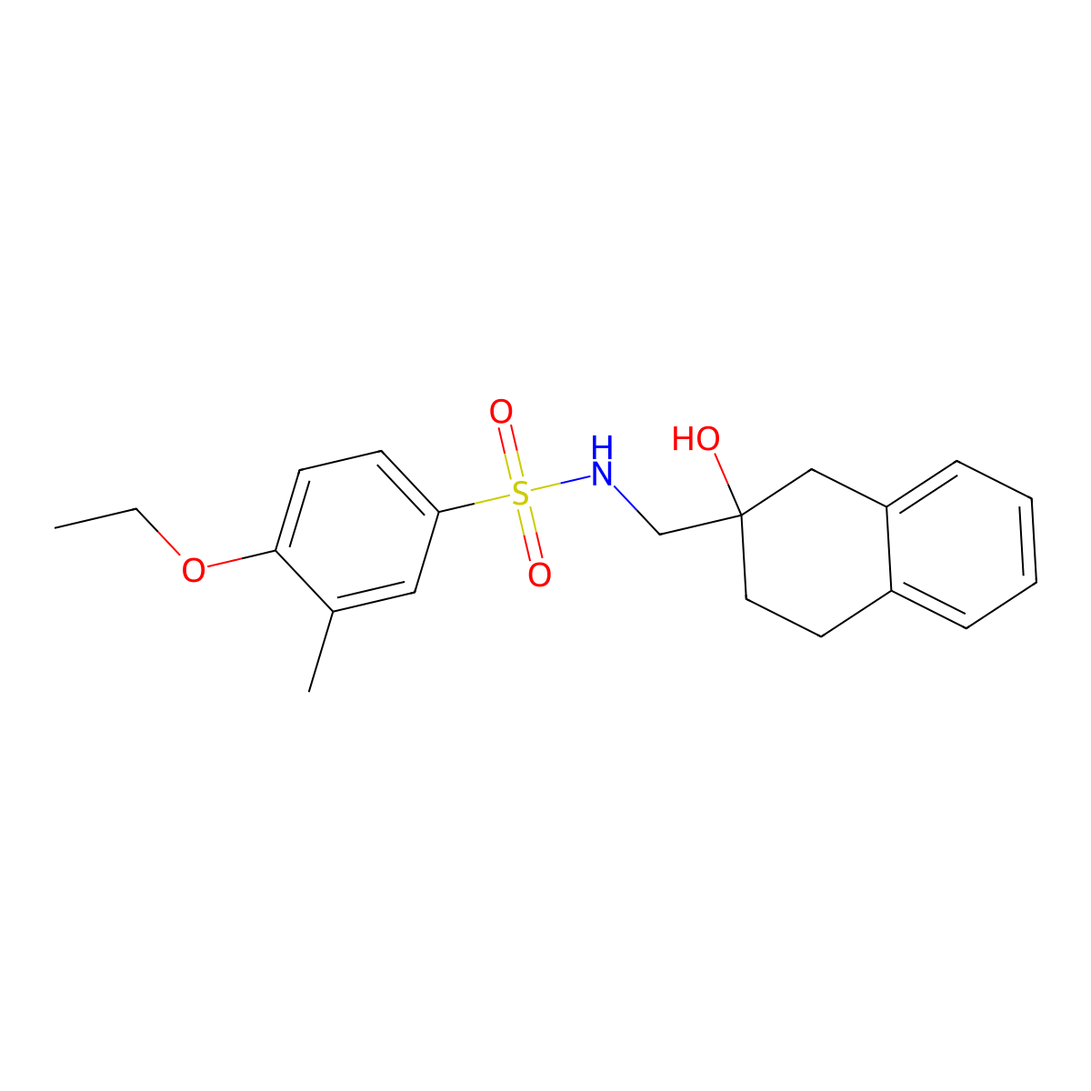 4-ethoxy-N-((2-hydroxy-1,2,3,4-tetrahydronaphthalen-2-yl)methyl)-3-methylbenzenesulfonamide molecular structure, CAS 1421494-05-4
