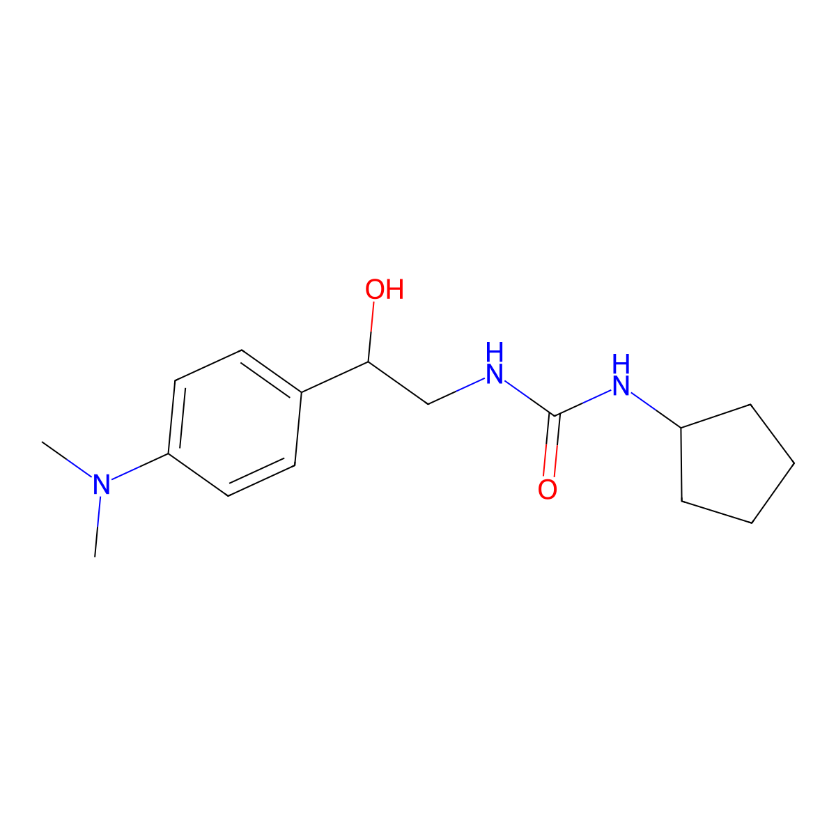 1-Cyclopentyl-3-(2-(4-(dimethylamino)phenyl)-2-hydroxyethyl)urea molecular structure, CAS 1421494-08-7