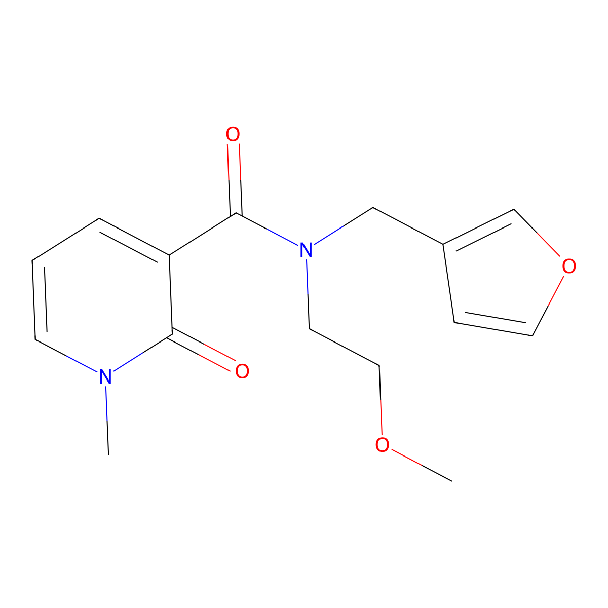 N-(furan-3-ylmethyl)-N-(2-methoxyethyl)-1-methyl-2-oxo-1,2-dihydropyridine-3-carboxamide molecular structure, CAS 1421494-11-2