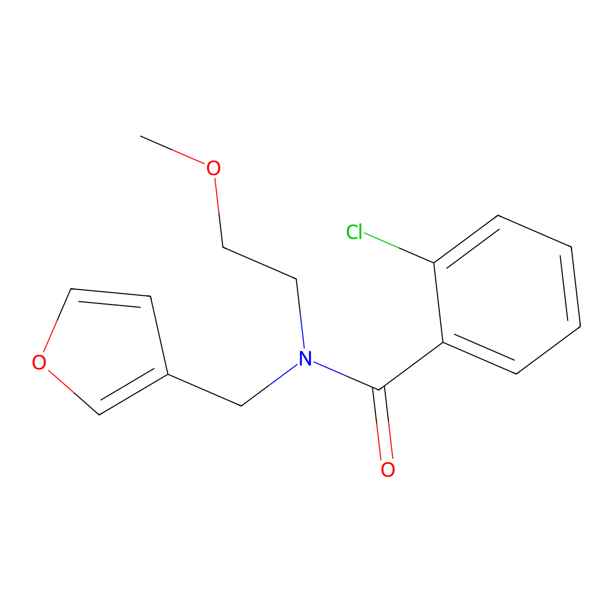 2-chloro-N-(furan-3-ylmethyl)-N-(2-methoxyethyl)benzamide molecular structure, CAS 1421494-12-3