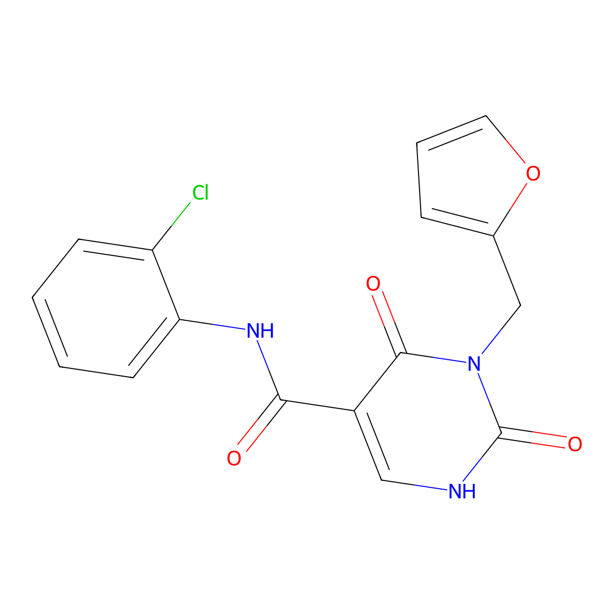 N-(2-chlorophenyl)-3-(furan-2-ylmethyl)-2,4-dioxo-1,2,3,4-tetrahydropyrimidine-5-carboxamide molecular structure, CAS 1421494-23-6