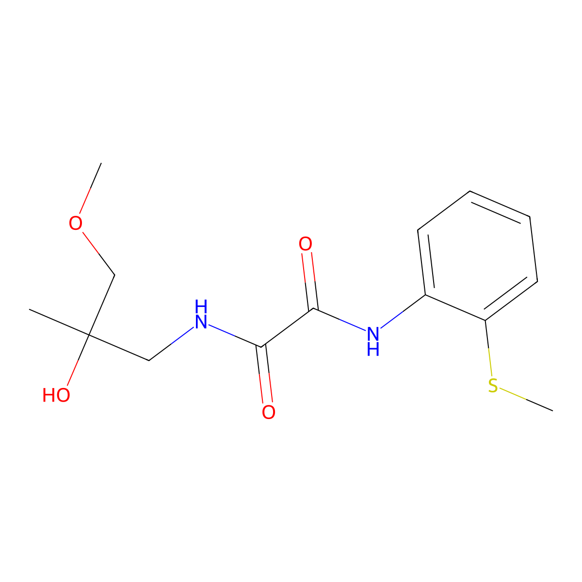 N1-(2-hydroxy-3-methoxy-2-methylpropyl)-N2-(2-(methylthio)phenyl)oxalamide molecular structure, CAS 1421494-36-1