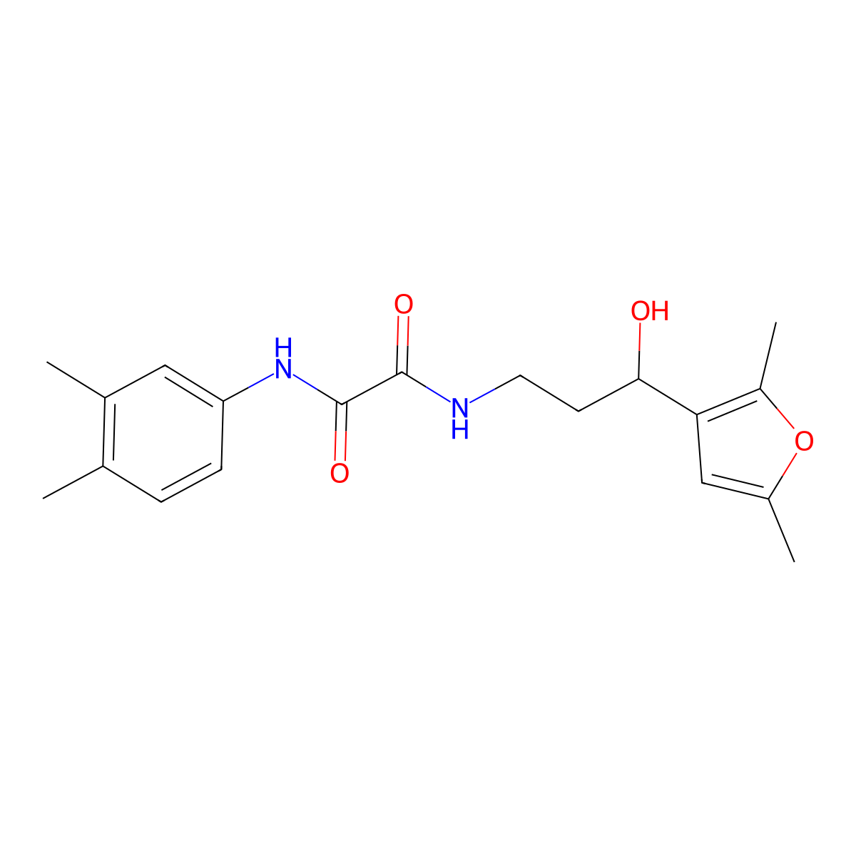 N1-(3-(2,5-dimethylfuran-3-yl)-3-hydroxypropyl)-N2-(3,4-dimethylphenyl)oxalamide molecular structure, CAS 1421494-39-4