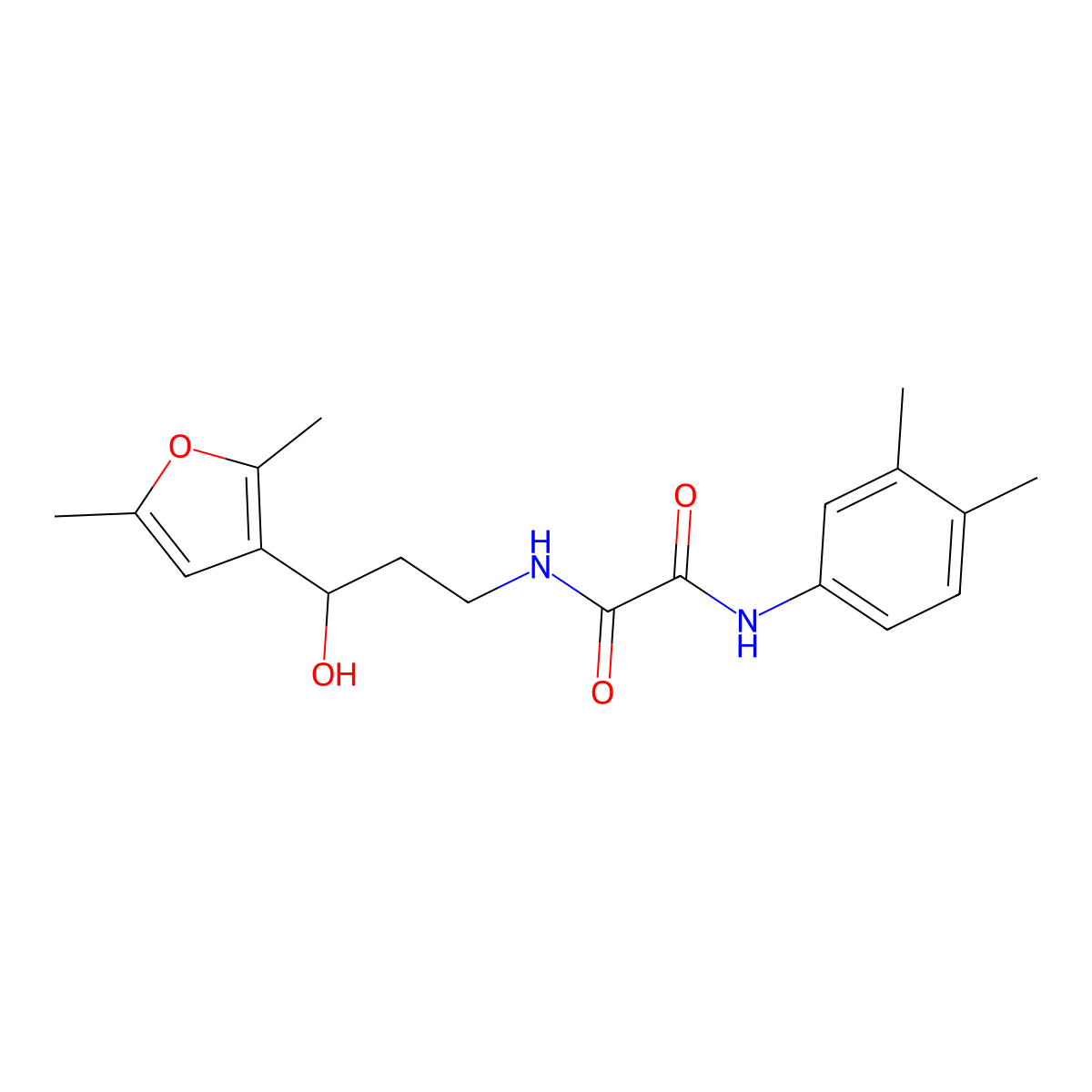 N1-(3-(2,5-dimethylfuran-3-yl)-3-hydroxypropyl)-N2-(3,4-dimethylphenyl)oxalamide molecular structure, CAS 1421494-39-4