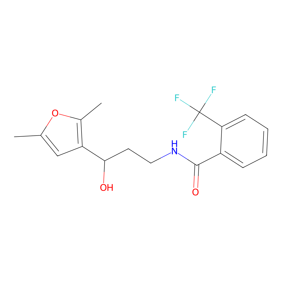 N-[3-(2,5-Dimethylfuran-3-YL)-3-hydroxypropyl]-2-(trifluoromethyl)benzamide molecular structure, CAS 1421494-45-2