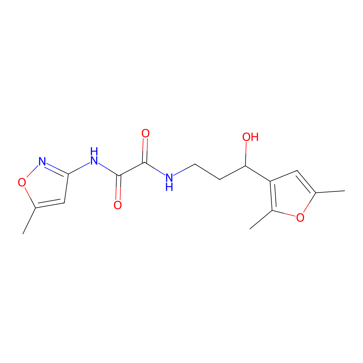 N1-(3-(2,5-dimethylfuran-3-yl)-3-hydroxypropyl)-N2-(5-methylisoxazol-3-yl)oxalamide molecular structure, CAS 1421494-54-3